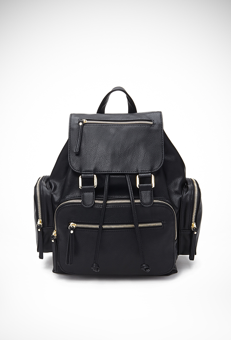 Lyst - Forever 21 Pocket Faux Leather Backpack in Black
