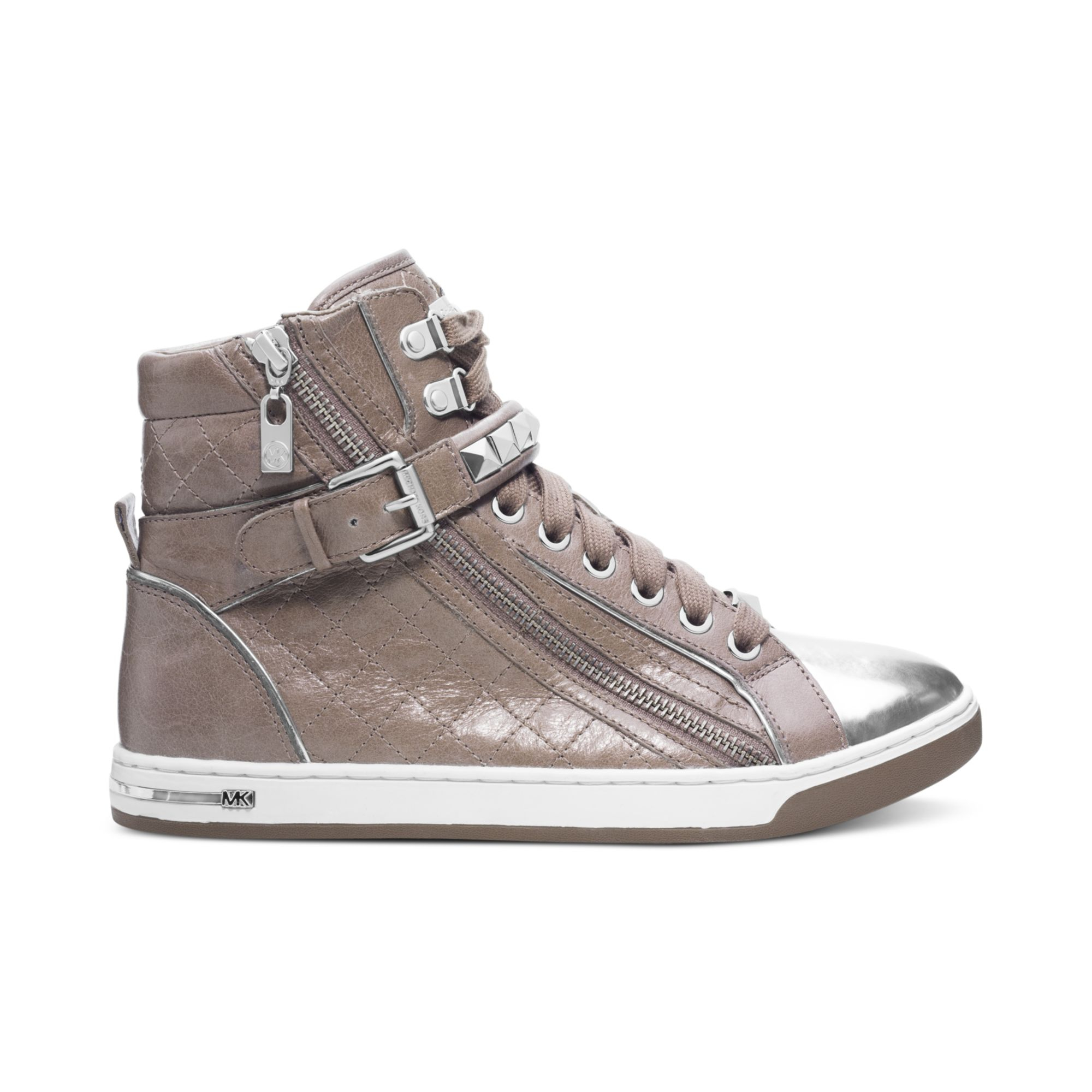 Michael Kors Michael Glam Studded High Top Sneakers in Natural - Lyst