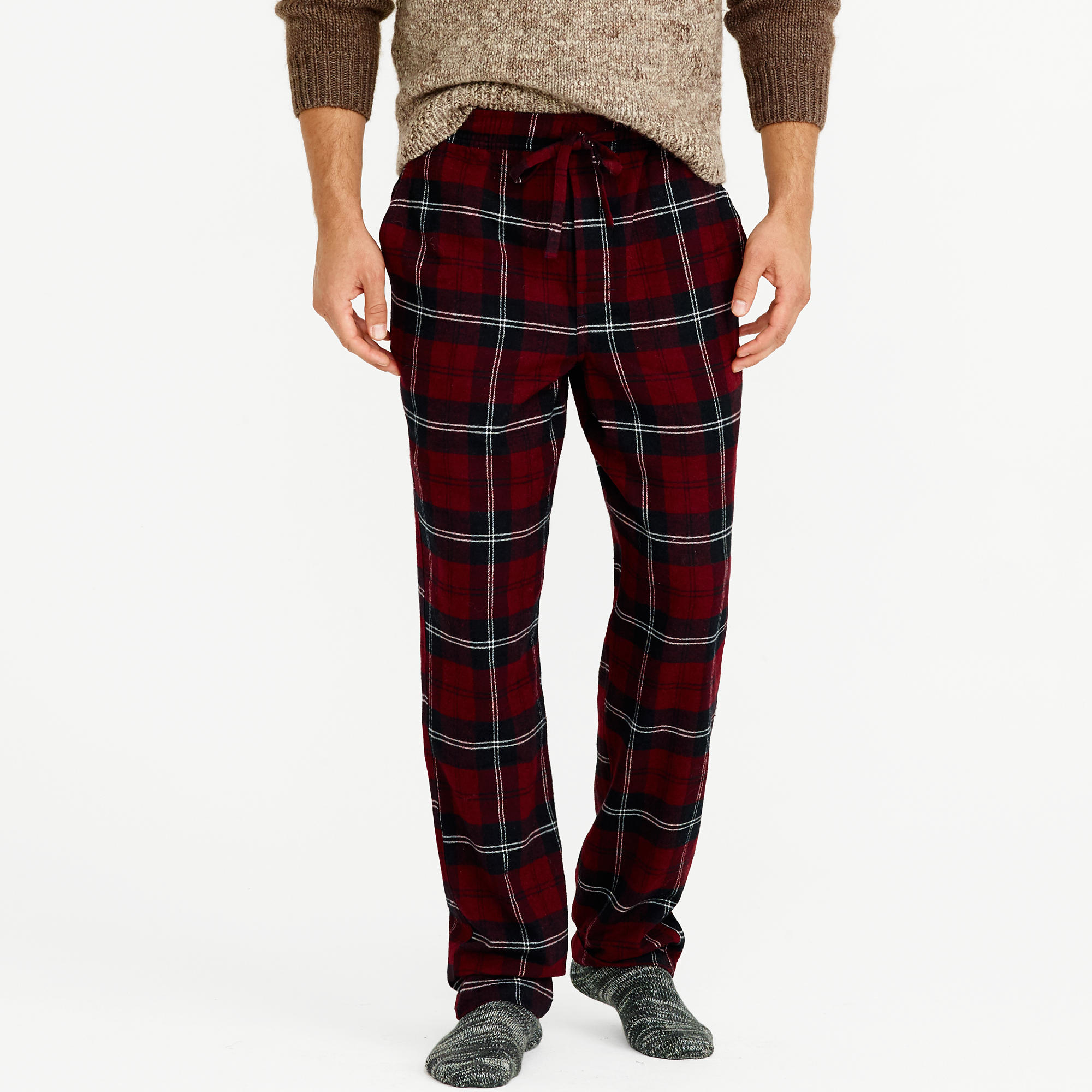 men's sherpa lined flannel pajama pants