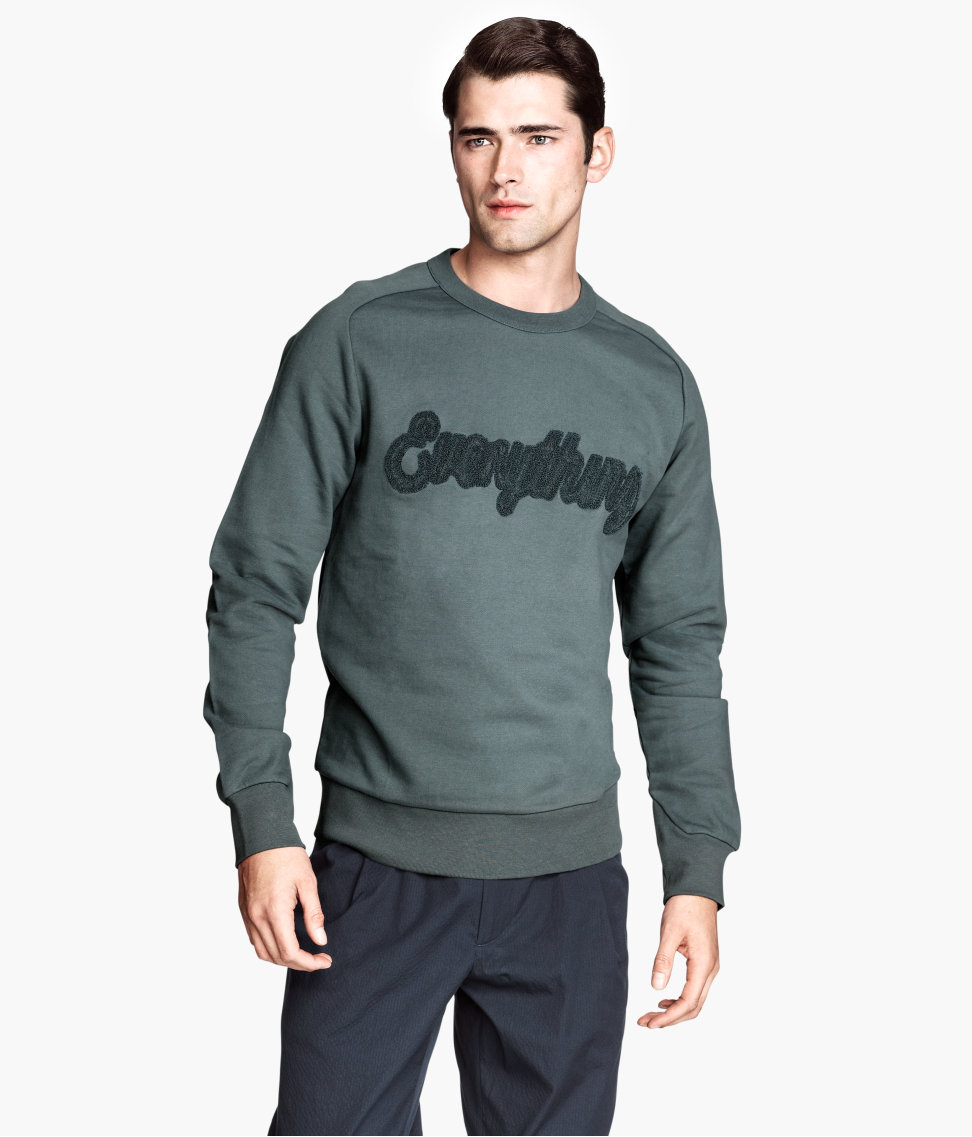 H&M Sweatshirt with Appliqué in Gray for Men - Lyst