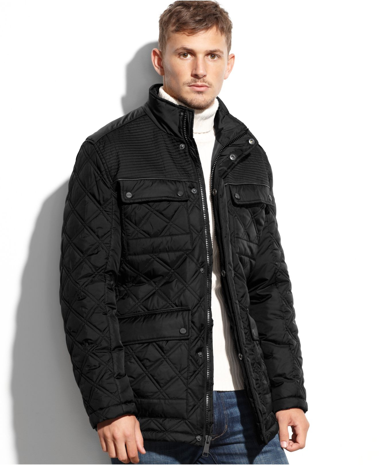 Lyst - Marc New York Patton Quilted Faux-Leather-Trim Field Jacket in ...