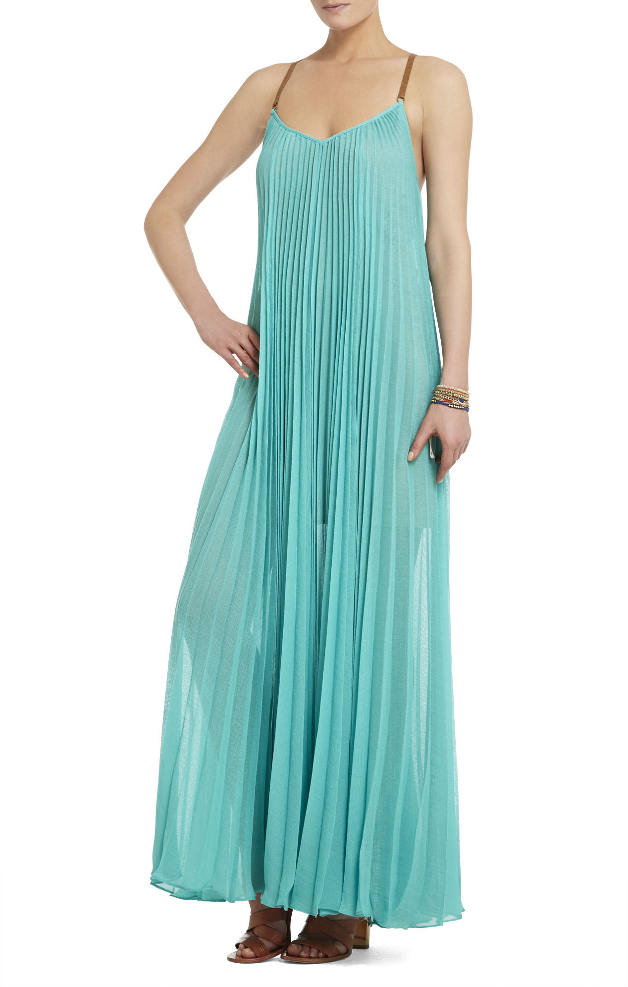 Bcbgmaxazria Brynna Sleeveless Pleated Maxi Dress in Blue (BRIGHT ...