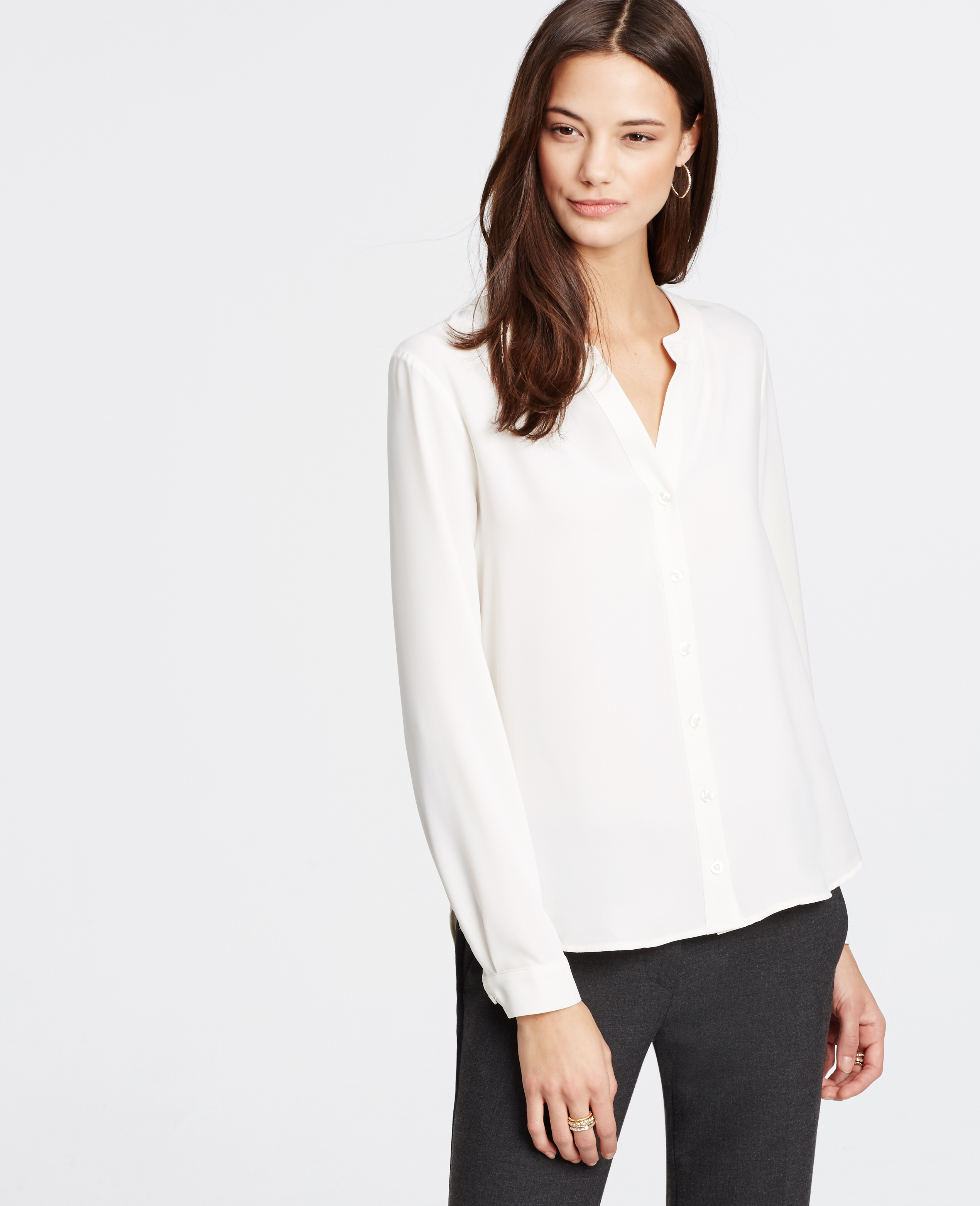White blouses for women ann taylor – White Pleated Front Blouses ...