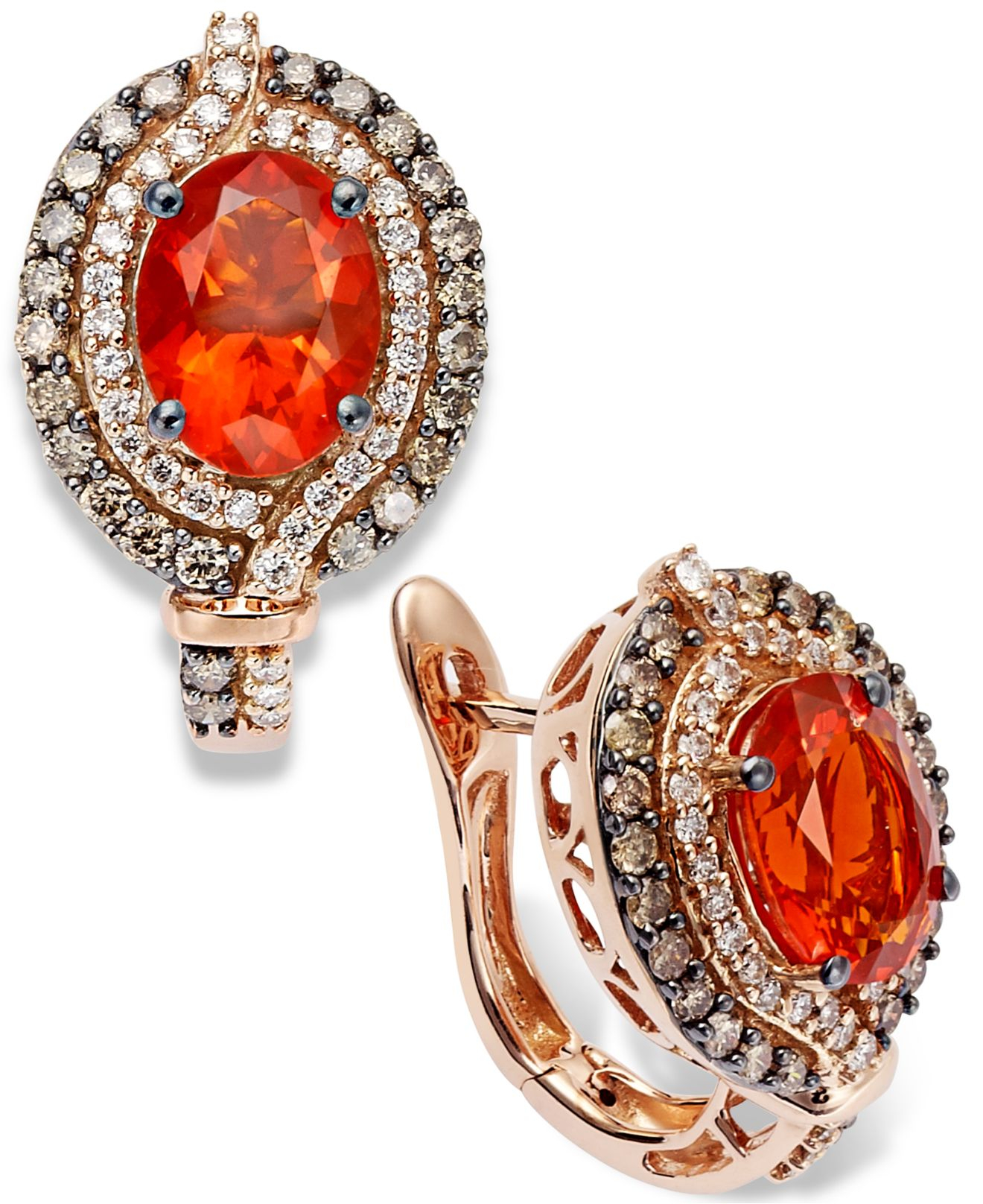 Le vian Fire Opal (11/5 Ct. Chocolate (1/2 Ct. T.w.) And White Diamond (1/4 Ct. T.w.) Earrings