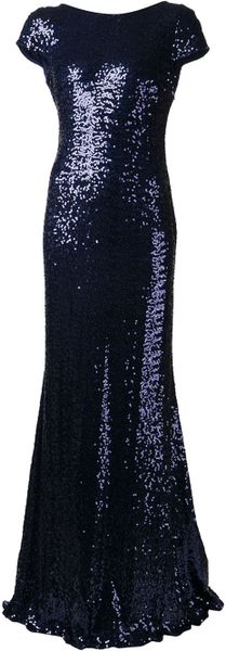 Badgley Mischka Sequined Gown in Blue | Lyst
