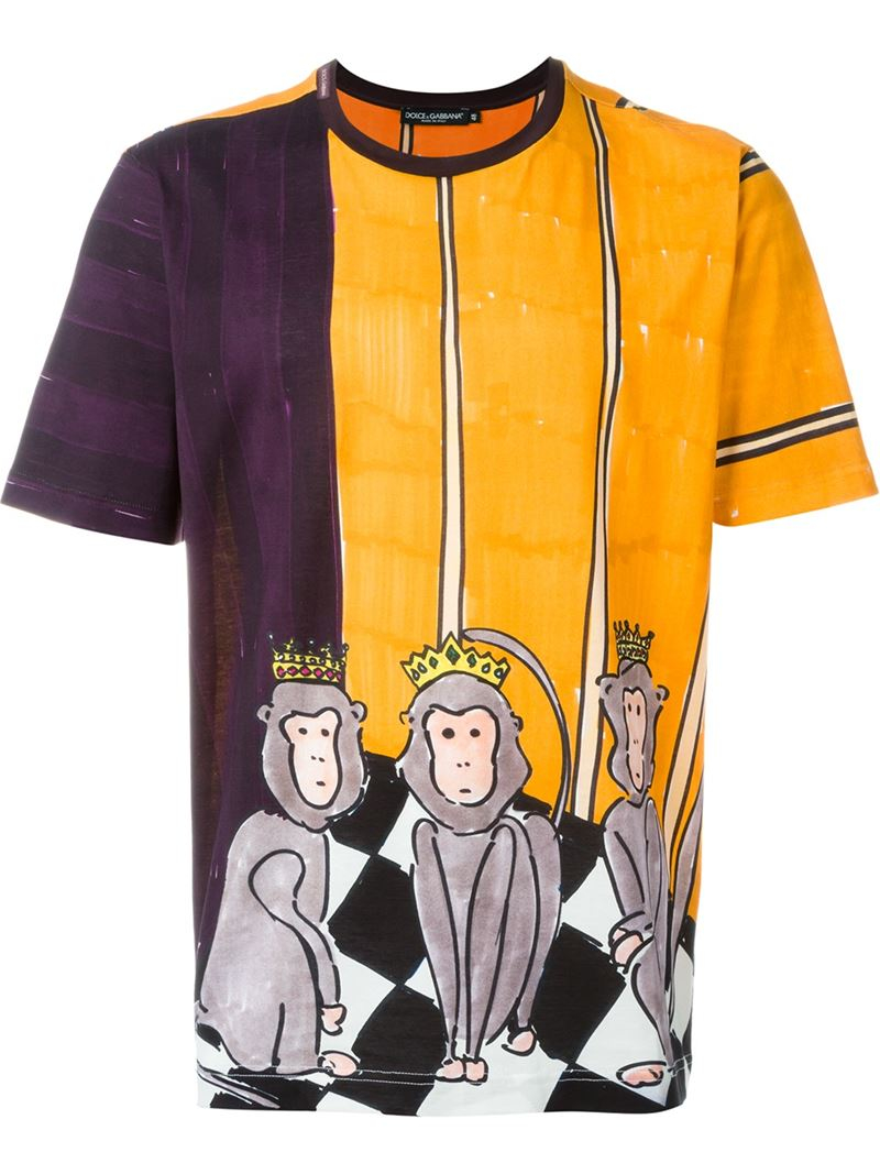 Lyst - Dolce & Gabbana Monkey King Print T-shirt in Yellow for Men