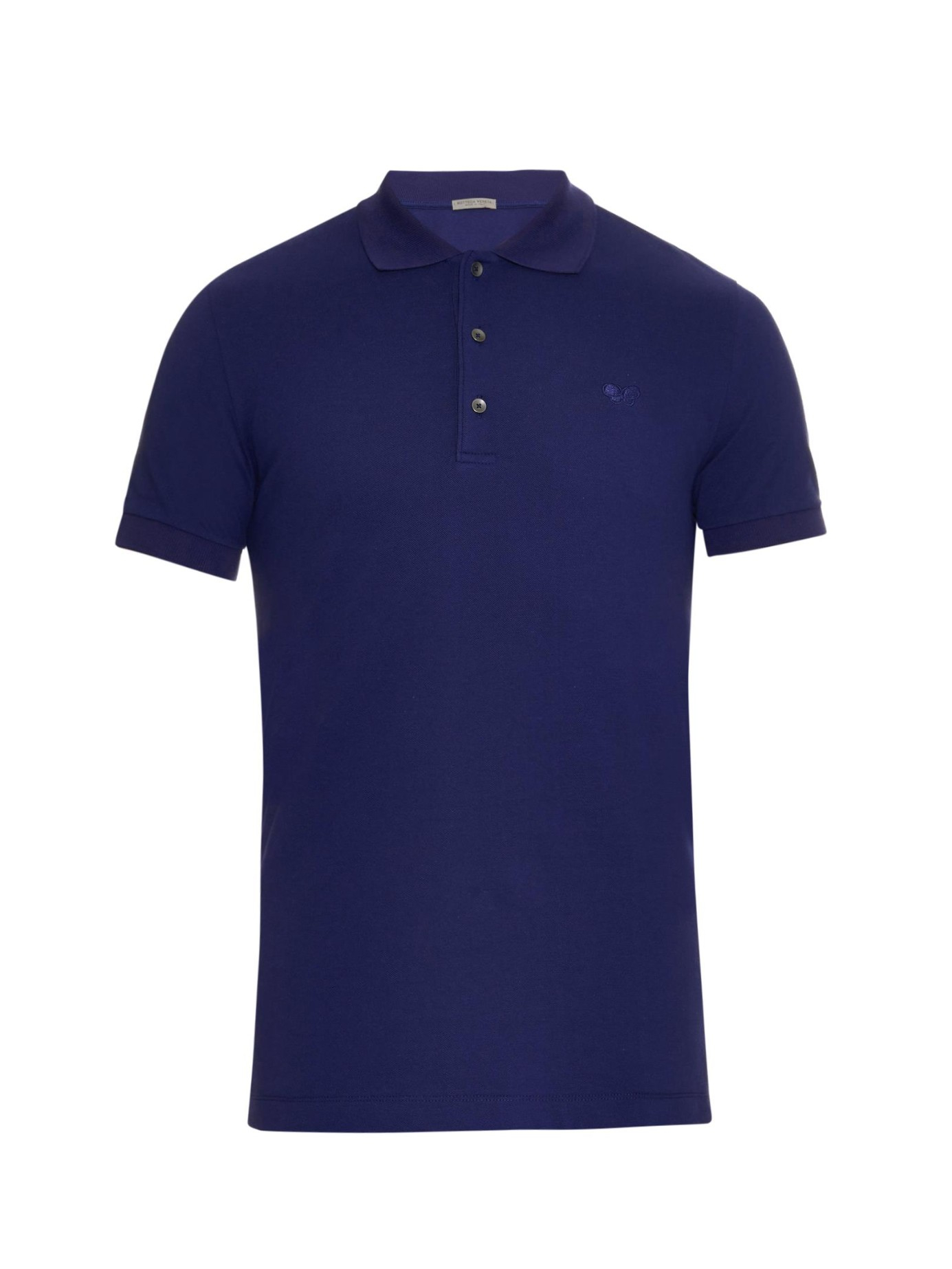 Bottega Veneta Cotton-Piqué Polo Shirt in Blue for Men - Lyst