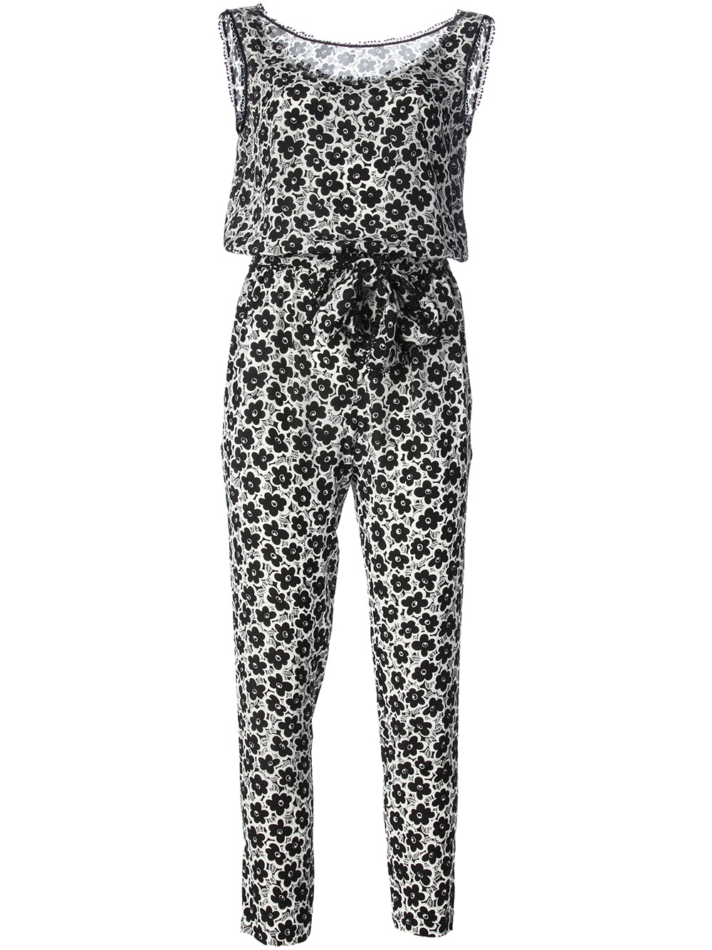 Love Moschino Flower Print Jumpsuit in Gray (black) | Lyst