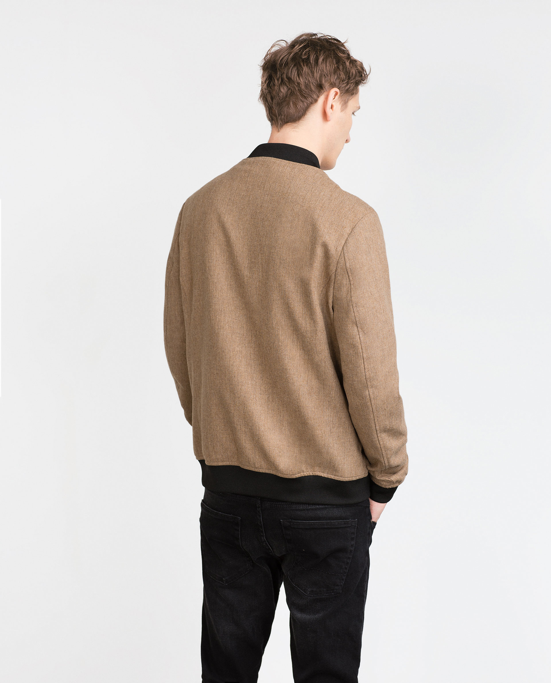 Zara Camel Tone Wool Jacket in Natural for Men | Lyst