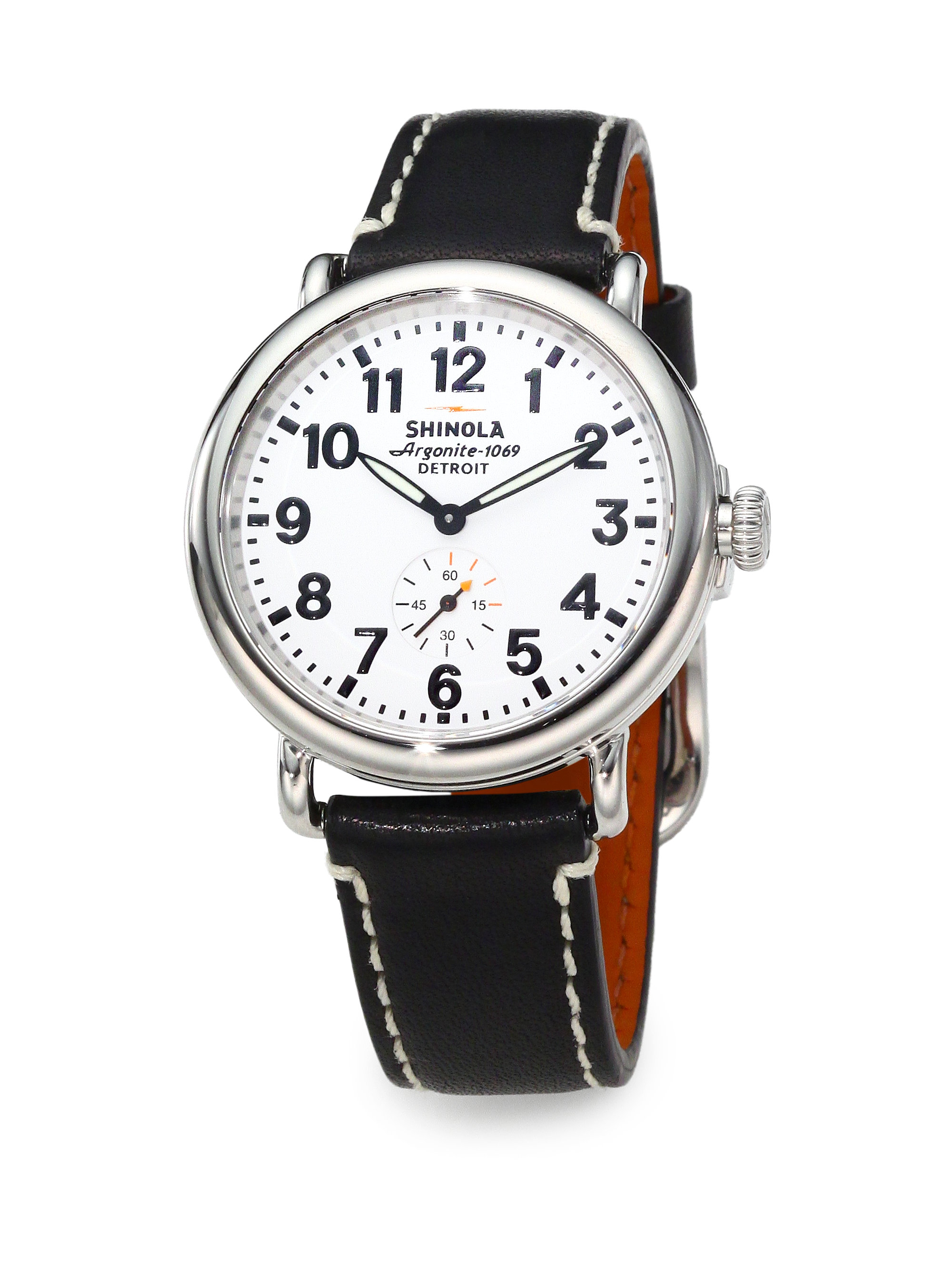 Shinola Runwell Stainless Steel & Leather Strap Watch/black in Black (SILVERBLACK) Lyst