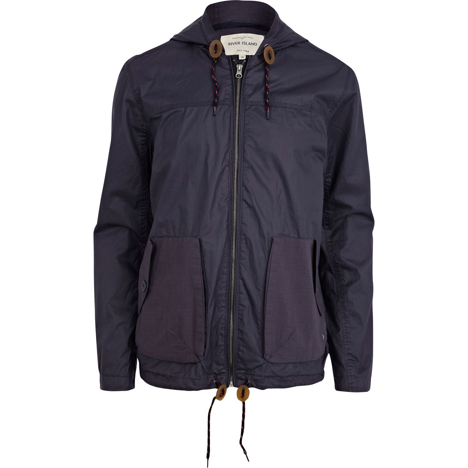 River Island Navy Casual Hooded Bomber Jacket in Blue for Men (navy) | Lyst