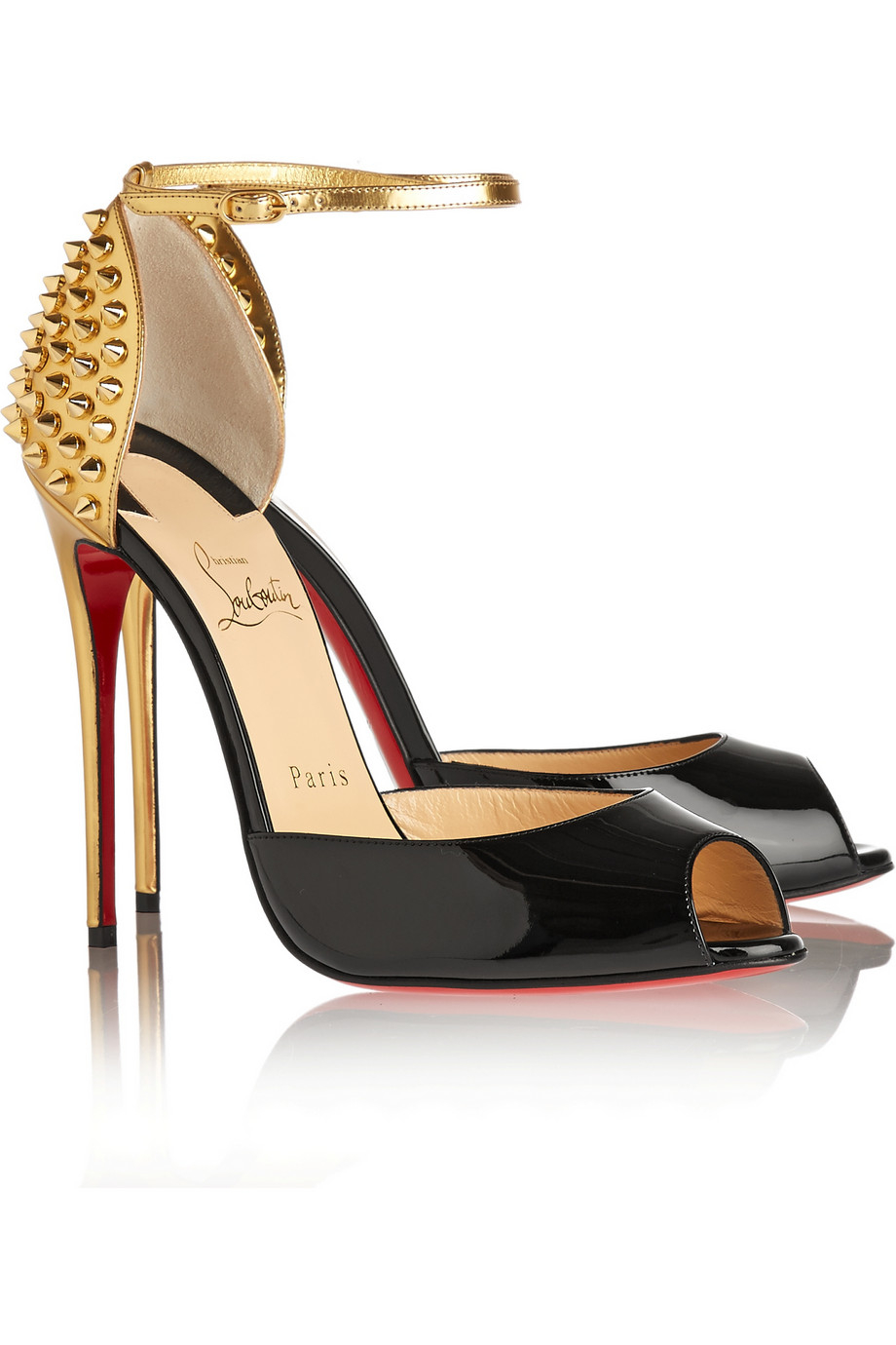 Christian louboutin Pina Spike 120 Patentleather Pumps in Black | Lyst