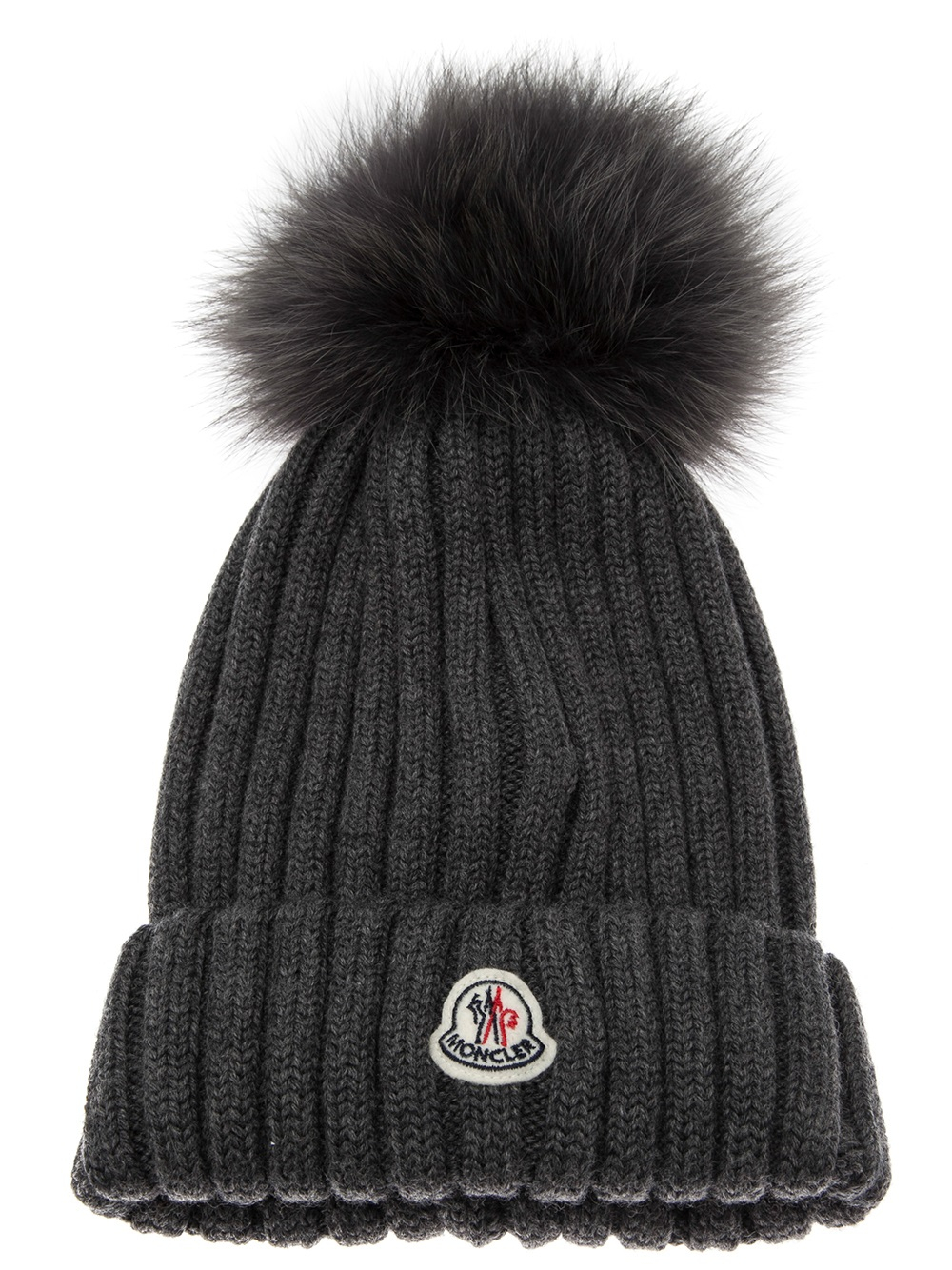 moncler grey hat with pom pom