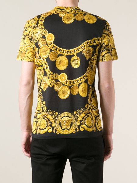 Versace Chains Printed Tshirt in Yellow for Men (black) | Lyst