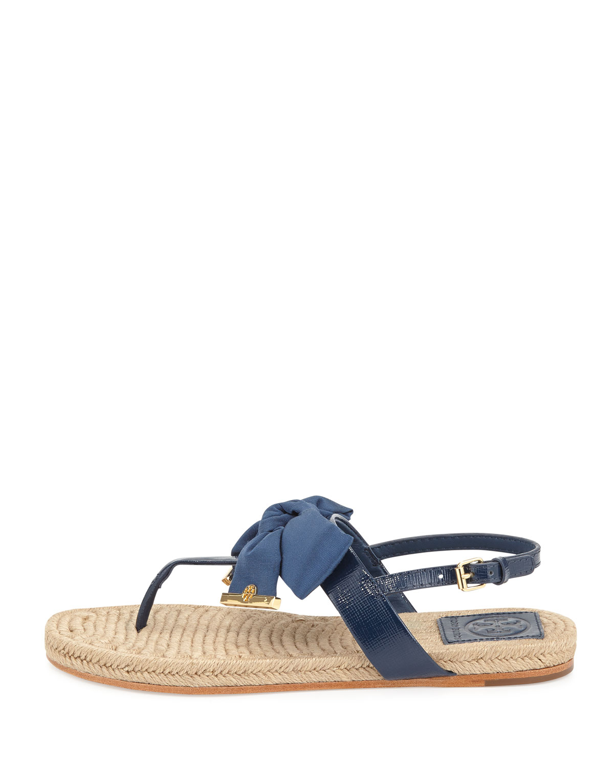 Lyst - Tory Burch Penny Flat Bow Espadrille Thong Sandals Newport Navy