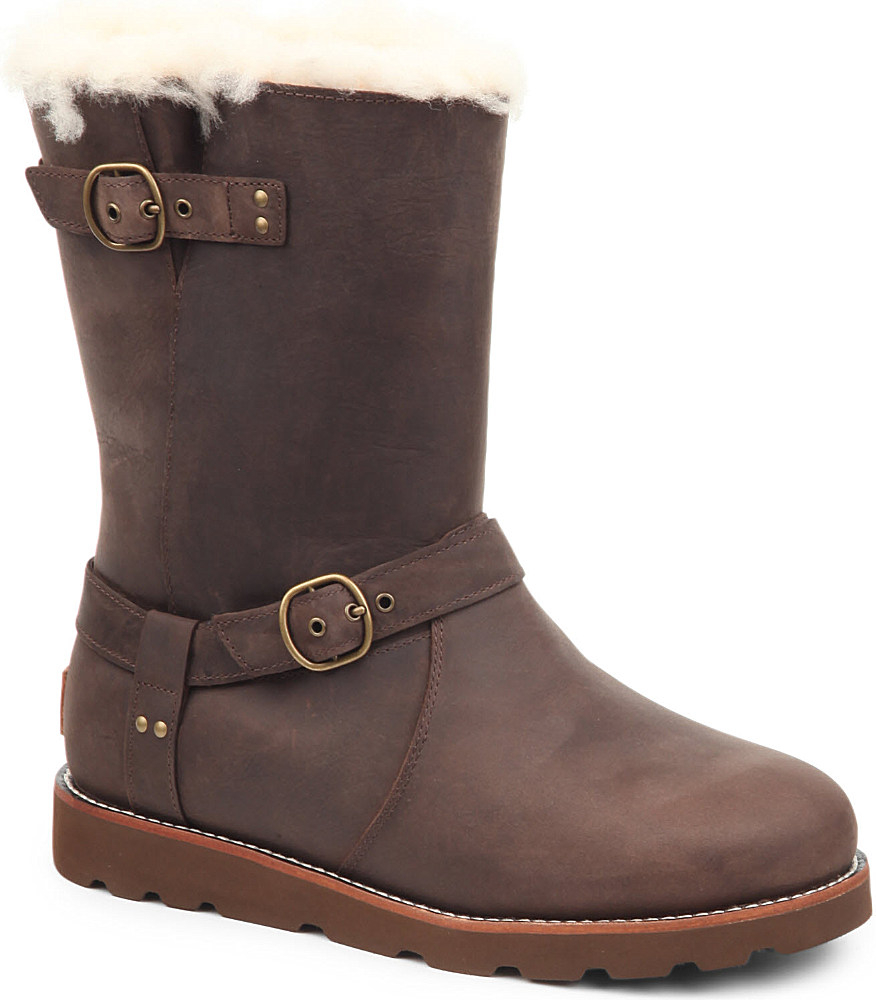 ugg leather boots with fur