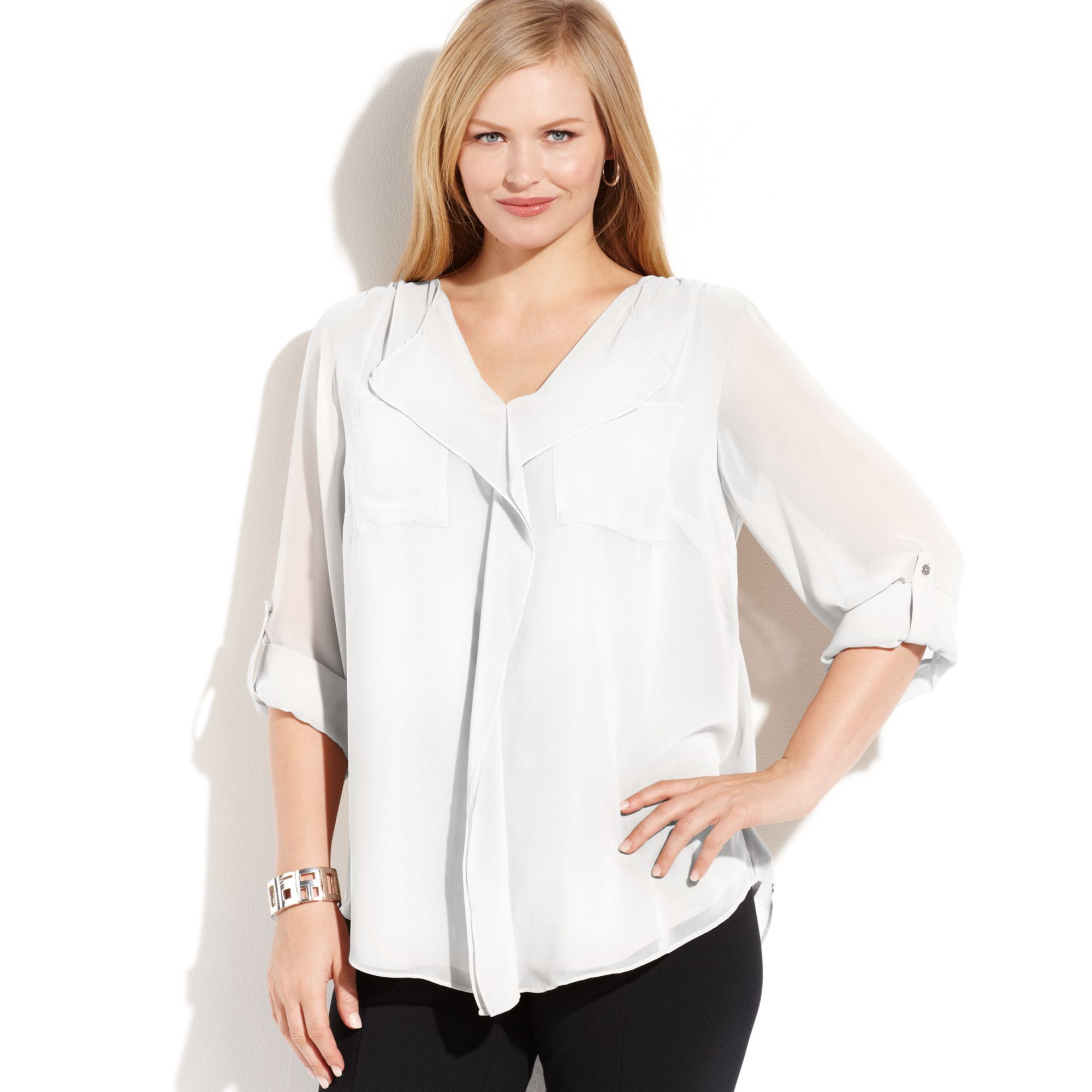 plus size white ruffle top