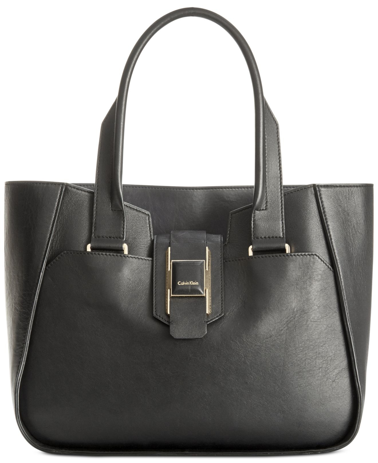 Lyst - Calvin Klein Smooth Leather Shopper in Black