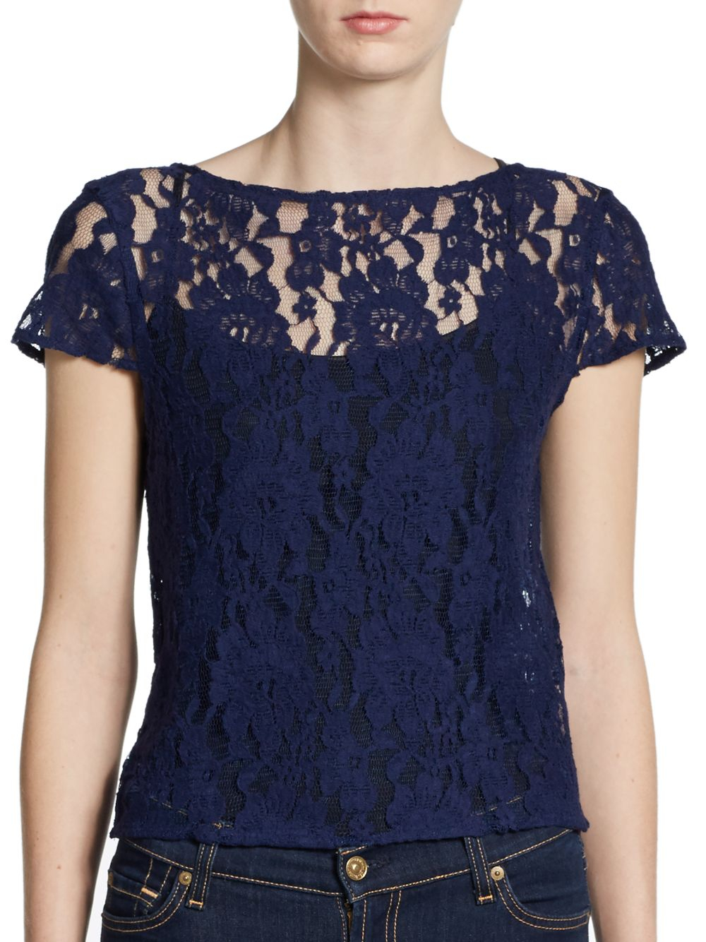 Lyst Alice Olivia Lace Top In Blue 4129