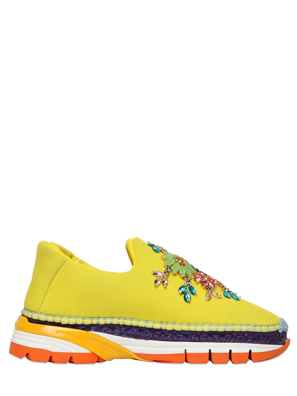 Dolce & gabbana 30mm Jeweled Neoprene Sneakers in Yellow Lyst