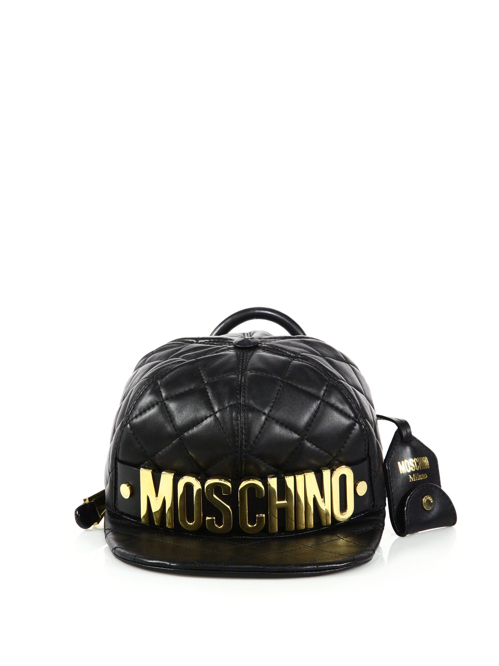Lyst Moschino Quilted Leather Baseball Cap Crossbody Bag in Black
