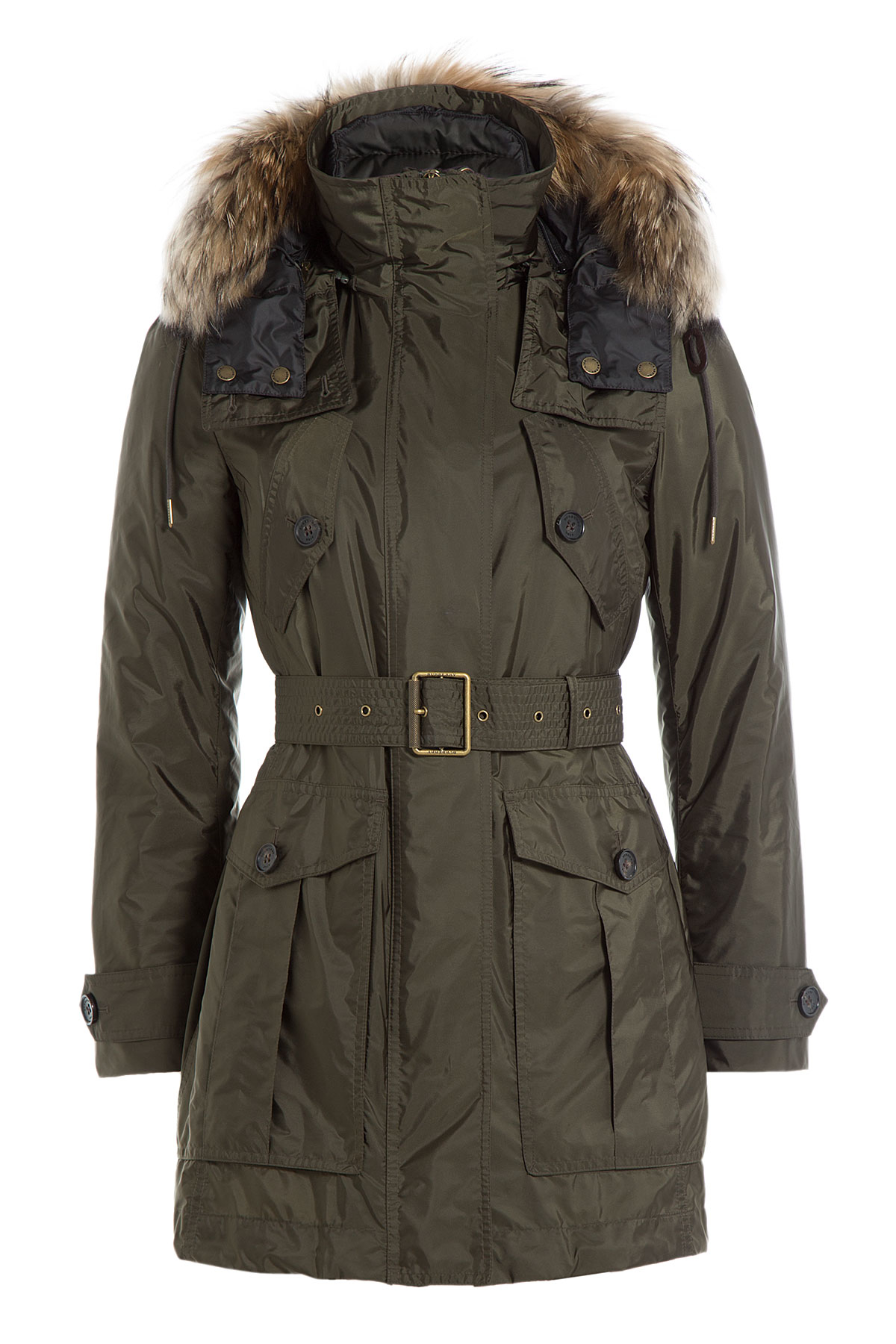 Lyst - Burberry Brit Down Parka With Fur Trimmed Hood - Green in Green