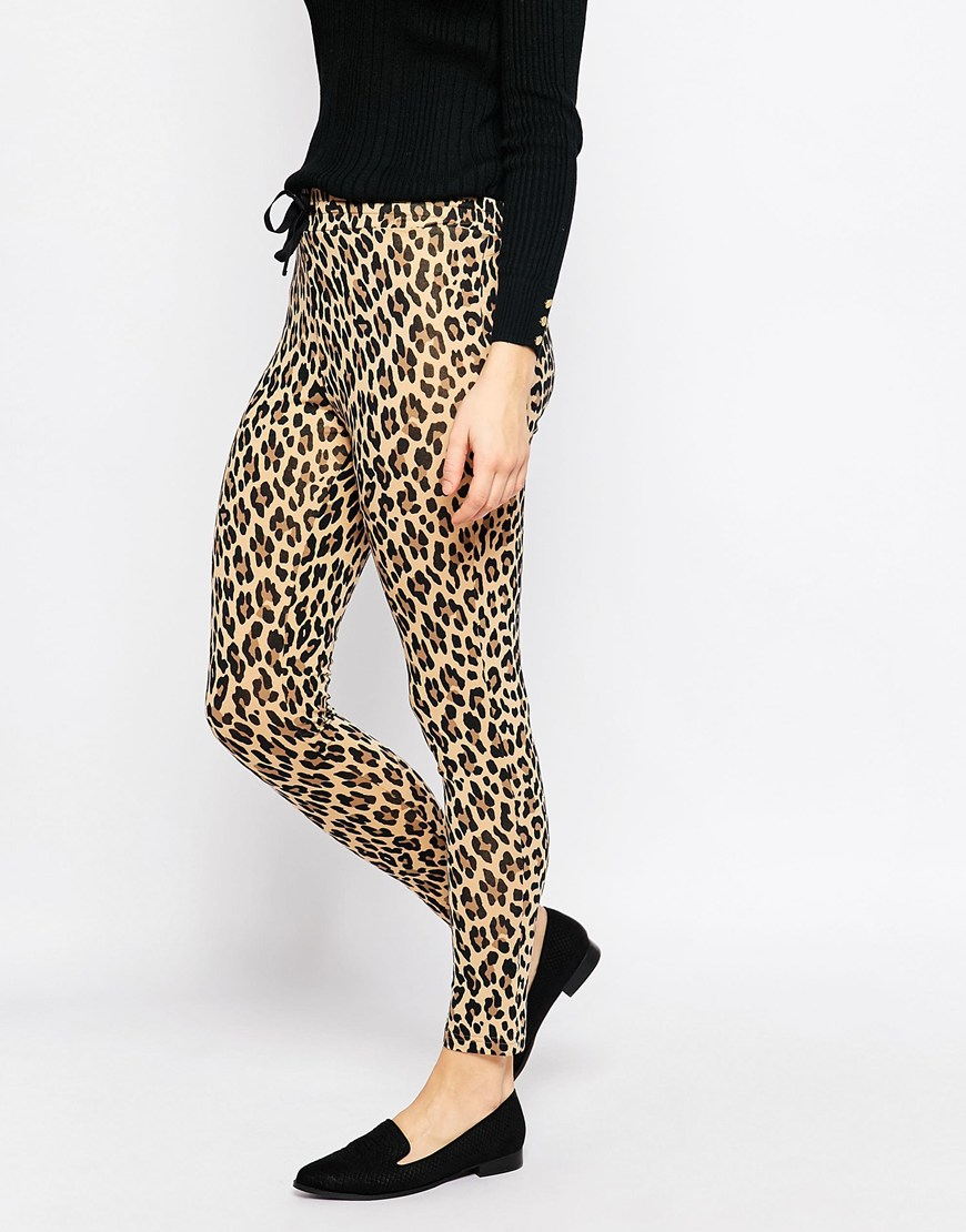 Ganni Leopard Print Leggings Lyst