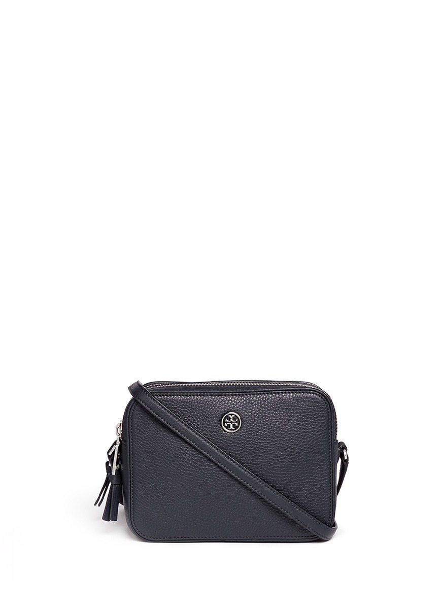 Tory burch 'robinson' Double Zip Leather Crossbody Bag in Blue | Lyst