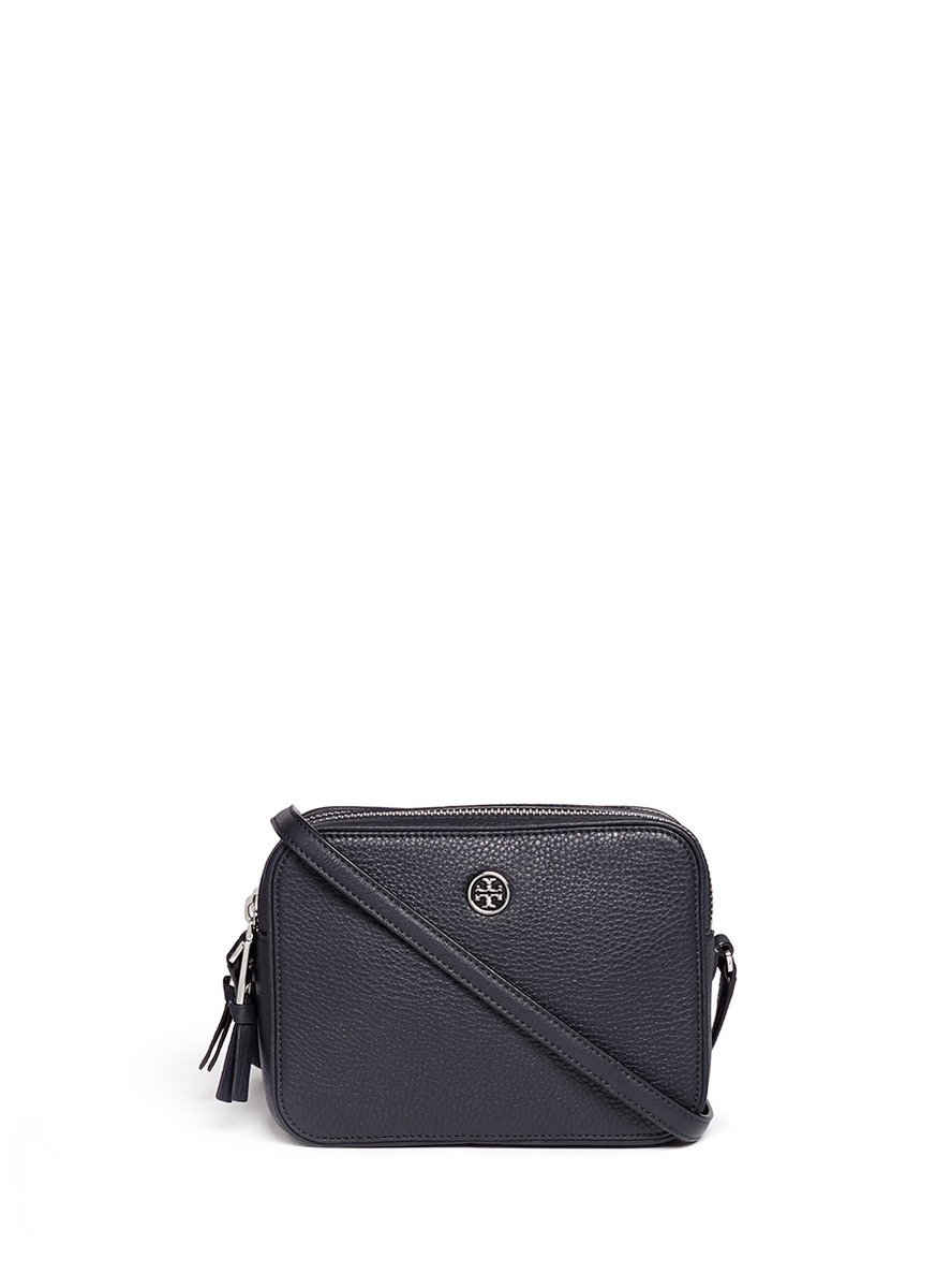 tory burch robinson pebbled double zip crossbody