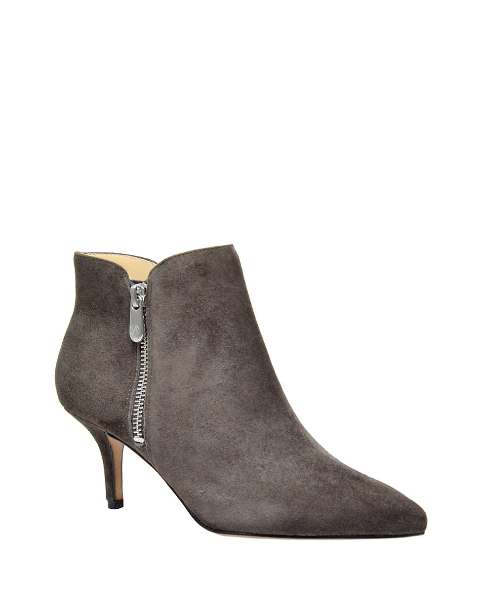 Lyst Adrienne Vittadini Senji Suede Ankle Booties in Gray
