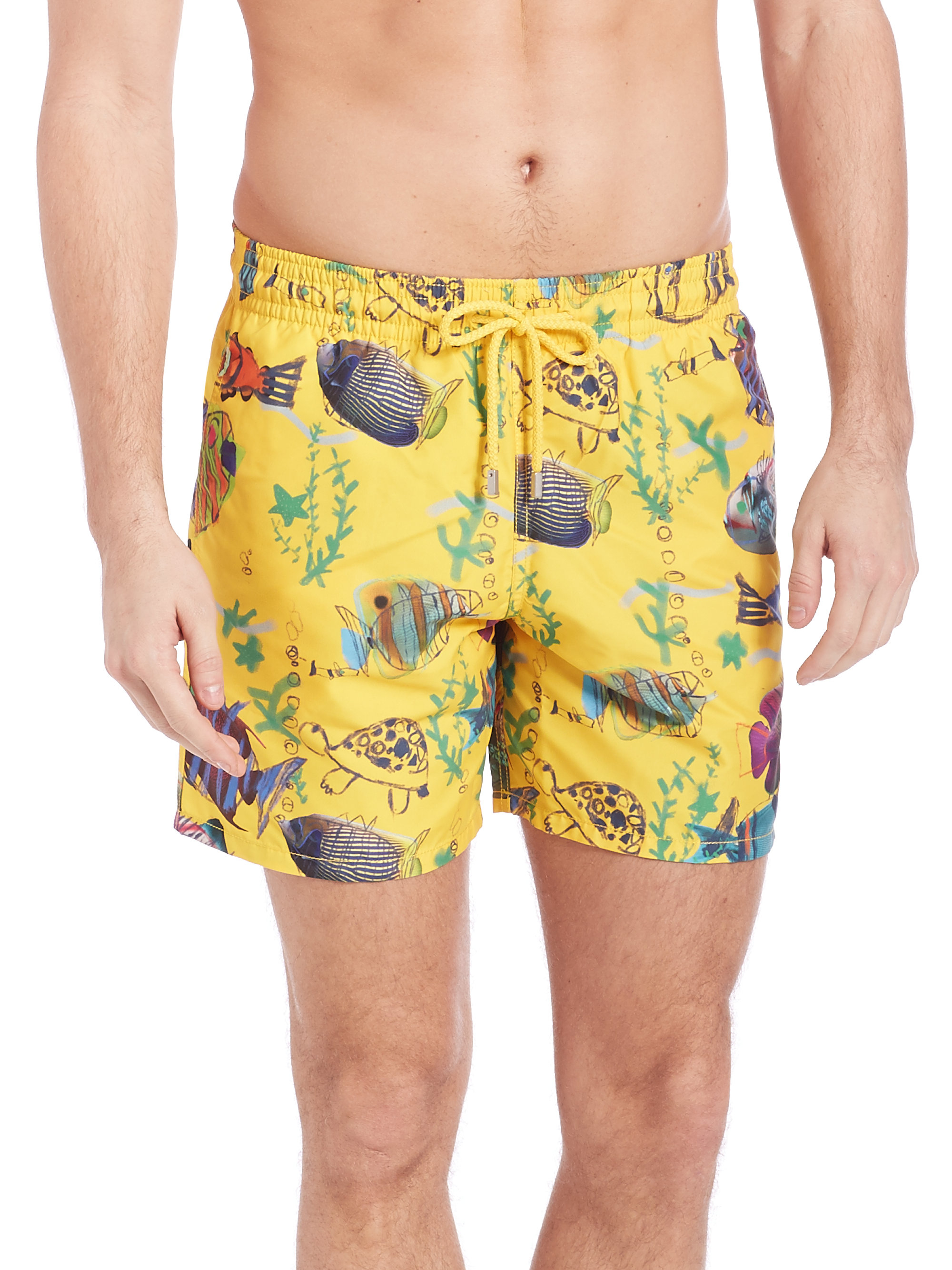 Vilebrequin Moorea Moon Fish Swim Trunks in Yellow for Men | Lyst