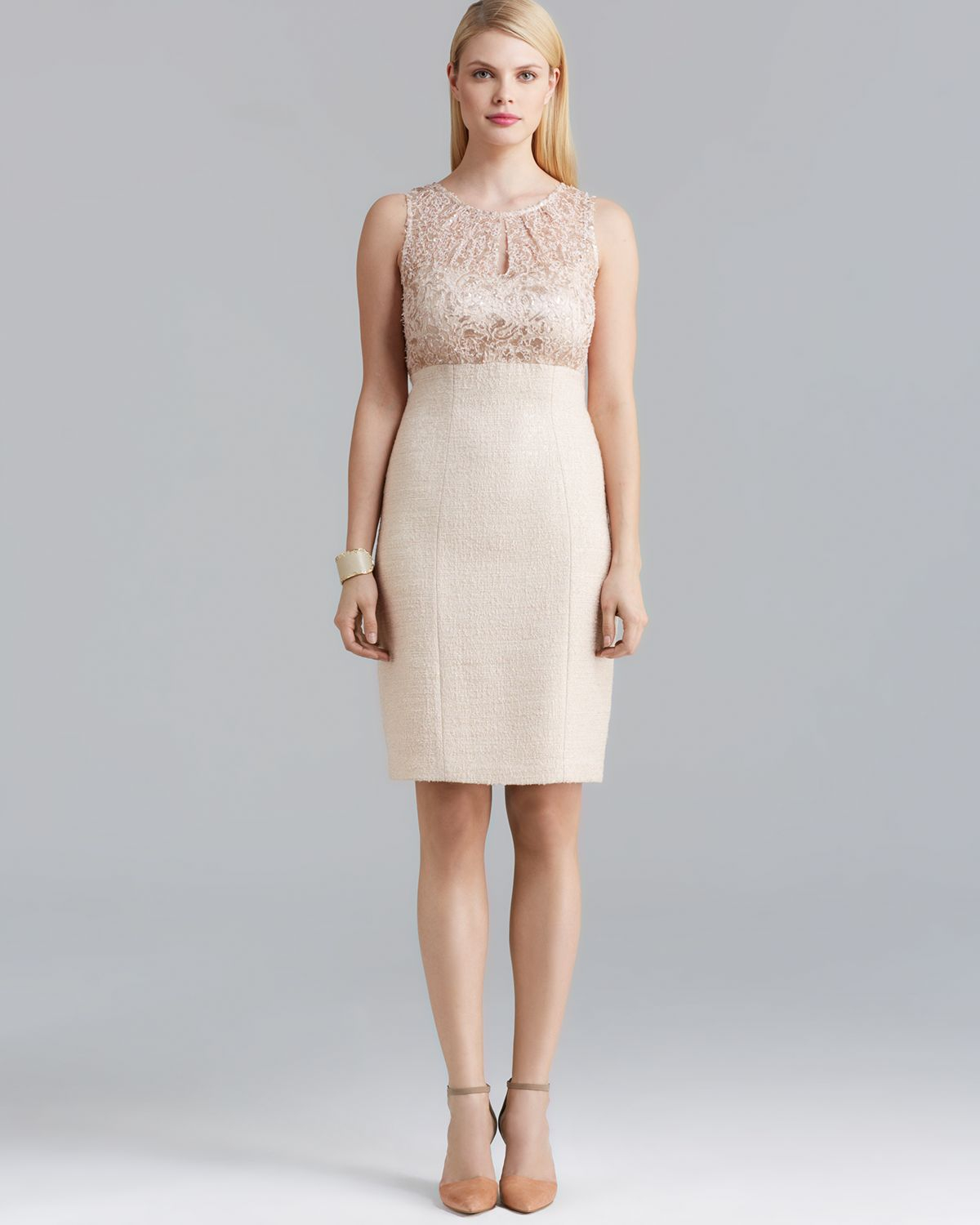 bloomingdale's pink lace dress