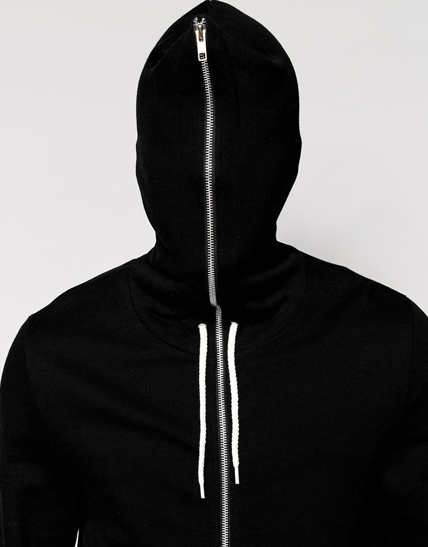 Lyst - Asos Longline Zip Up Hoodie With Zip Hood in Black for Men