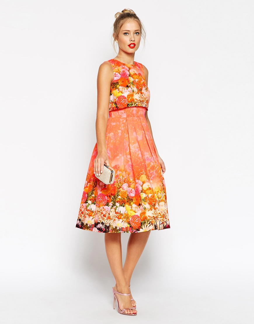 Lyst - Asos Crop Top Prom Dress In Faded Floral