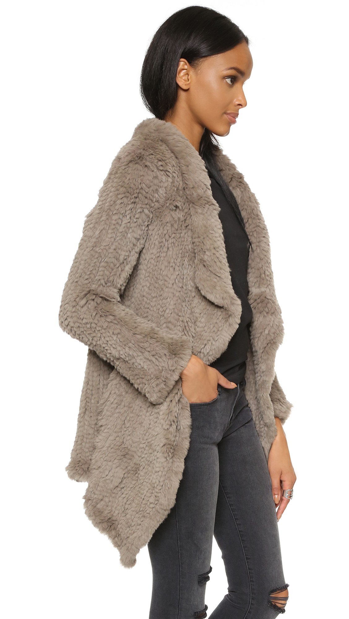Lyst - June Oversized Fur Coat in Gray