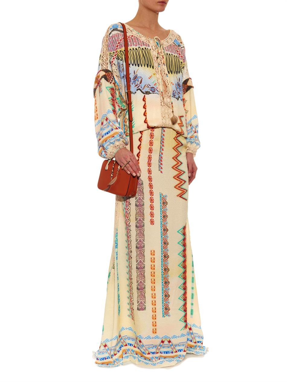 Etro Abstract Print Maxi Dress In Yellow Lyst Gallery