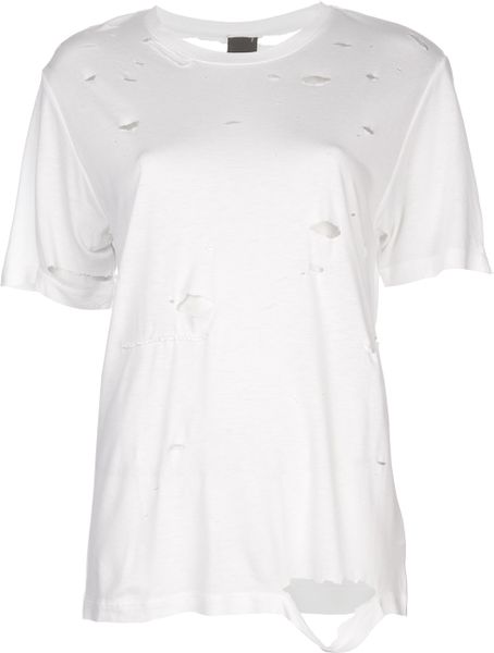 Obesity And Speed Destroyed Classic Tshirt in White | Lyst