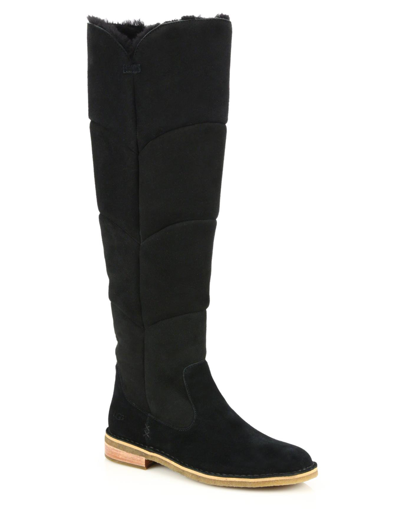 Ugg Samantha Shearling-lined Suede Knee Boots in Black | Lyst