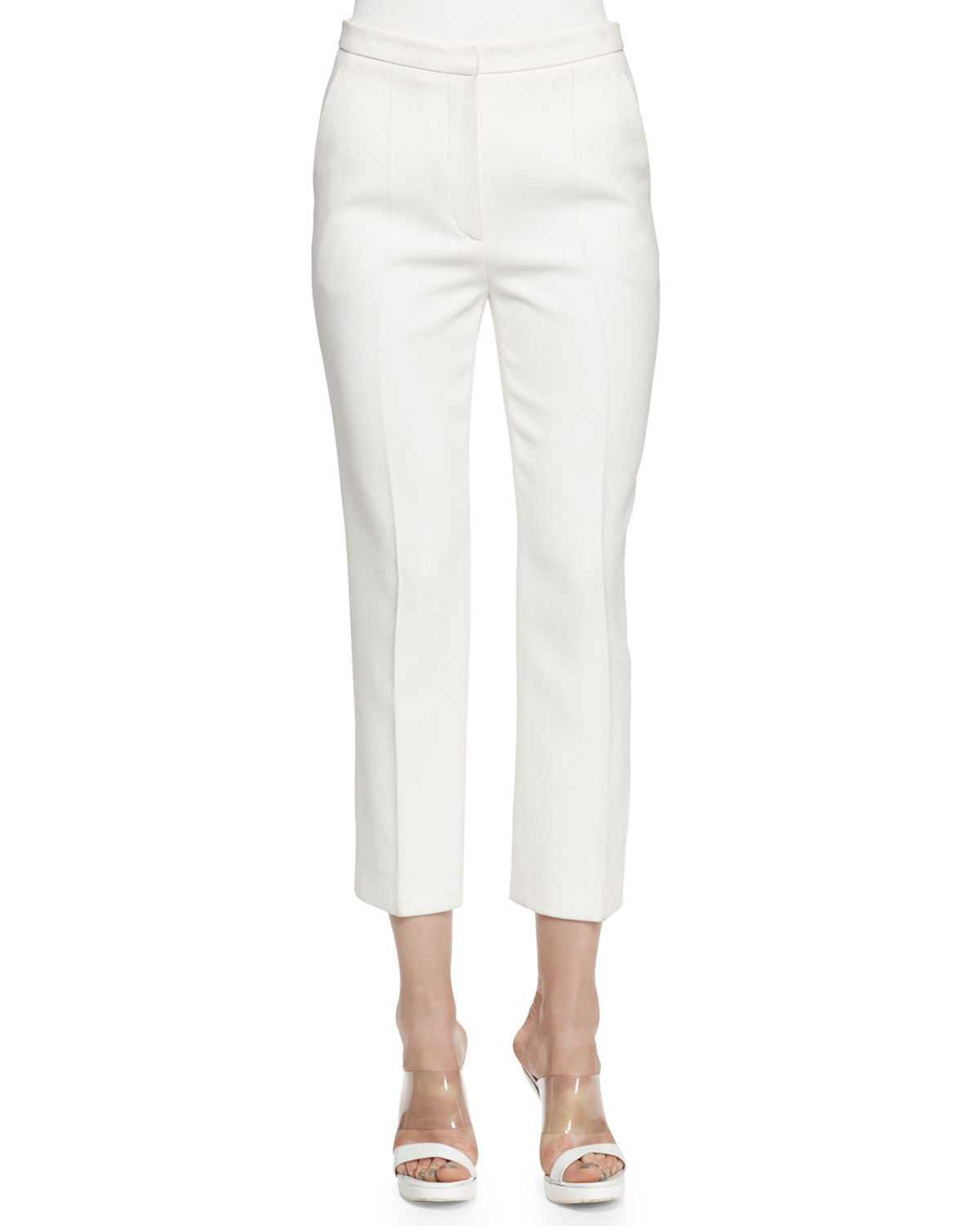 white crepe pants