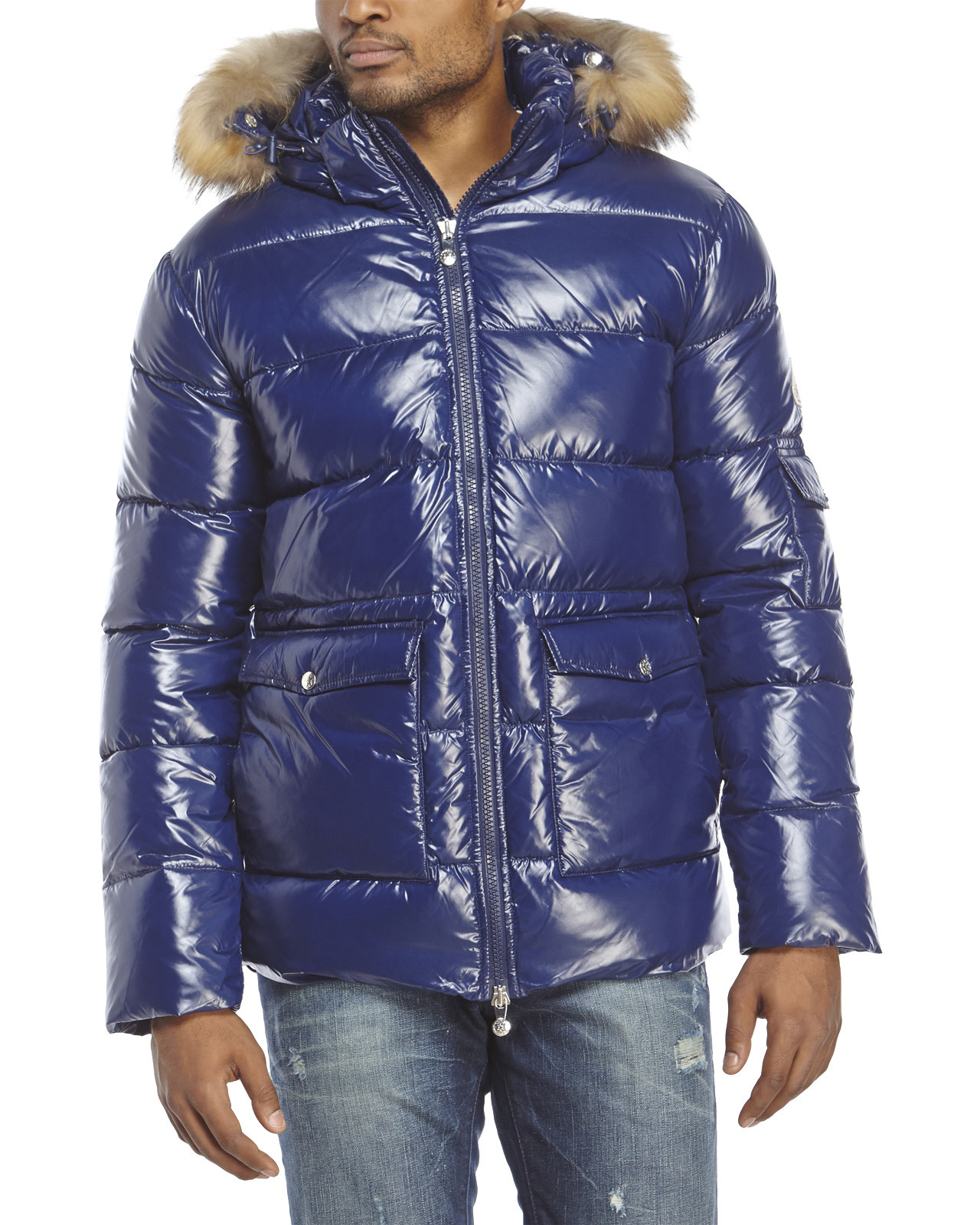 Lyst - Pyrenex Real Fur Authentic Shiny Down Jacket in Blue for Men