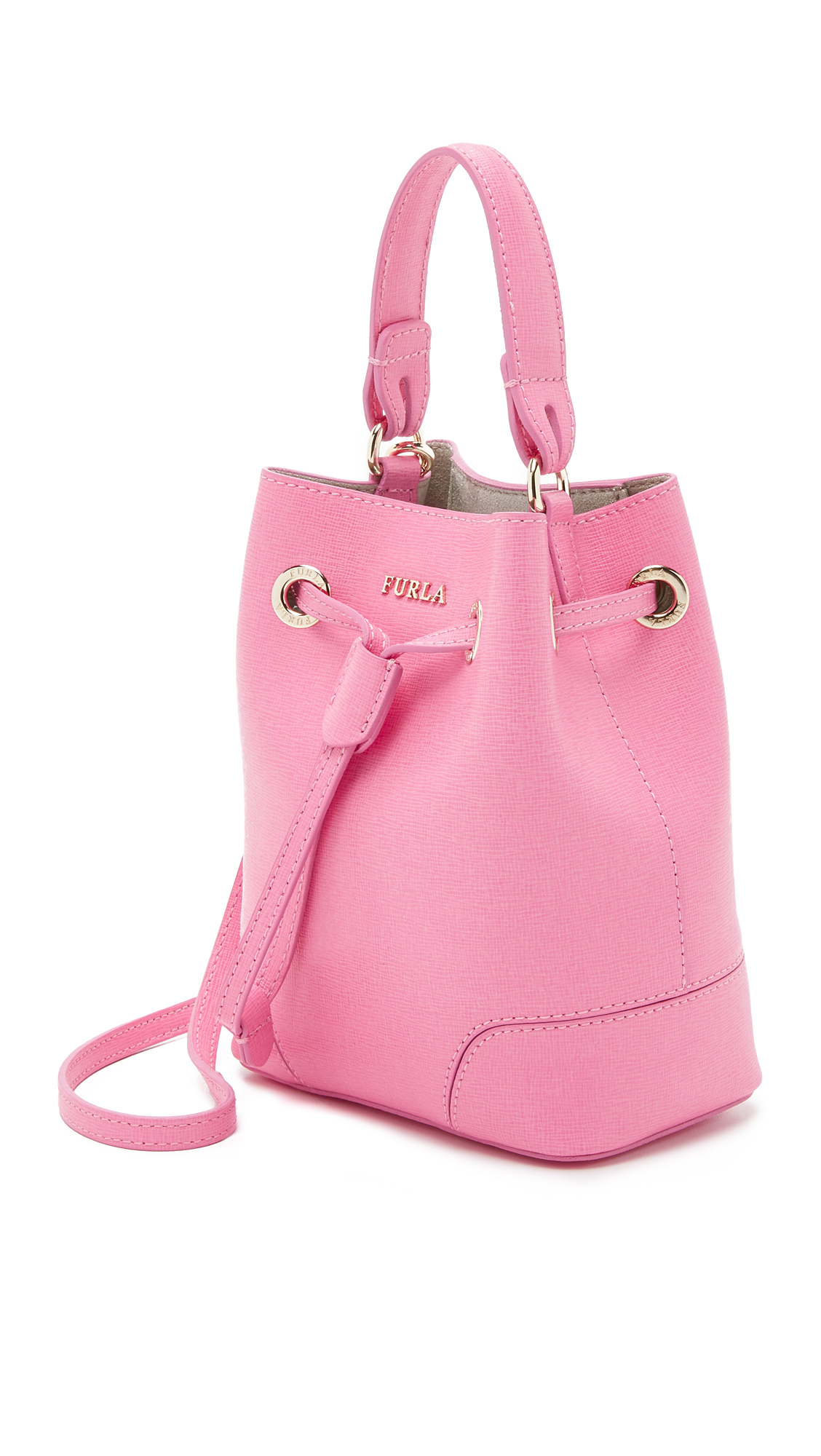 Lyst Furla Stacy Mini Drawstring Bucket Bag in Pink