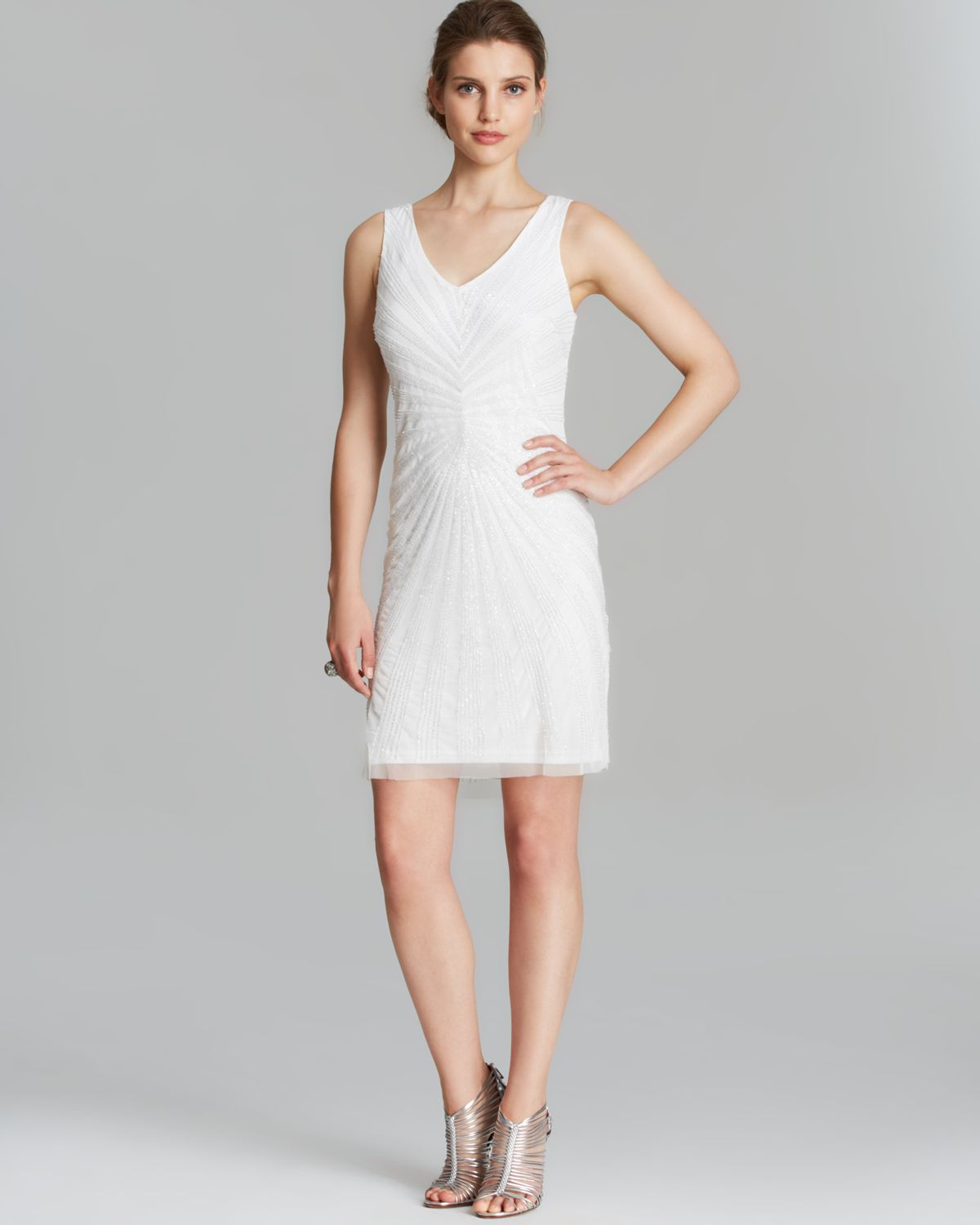 adrianna papell short white dress
