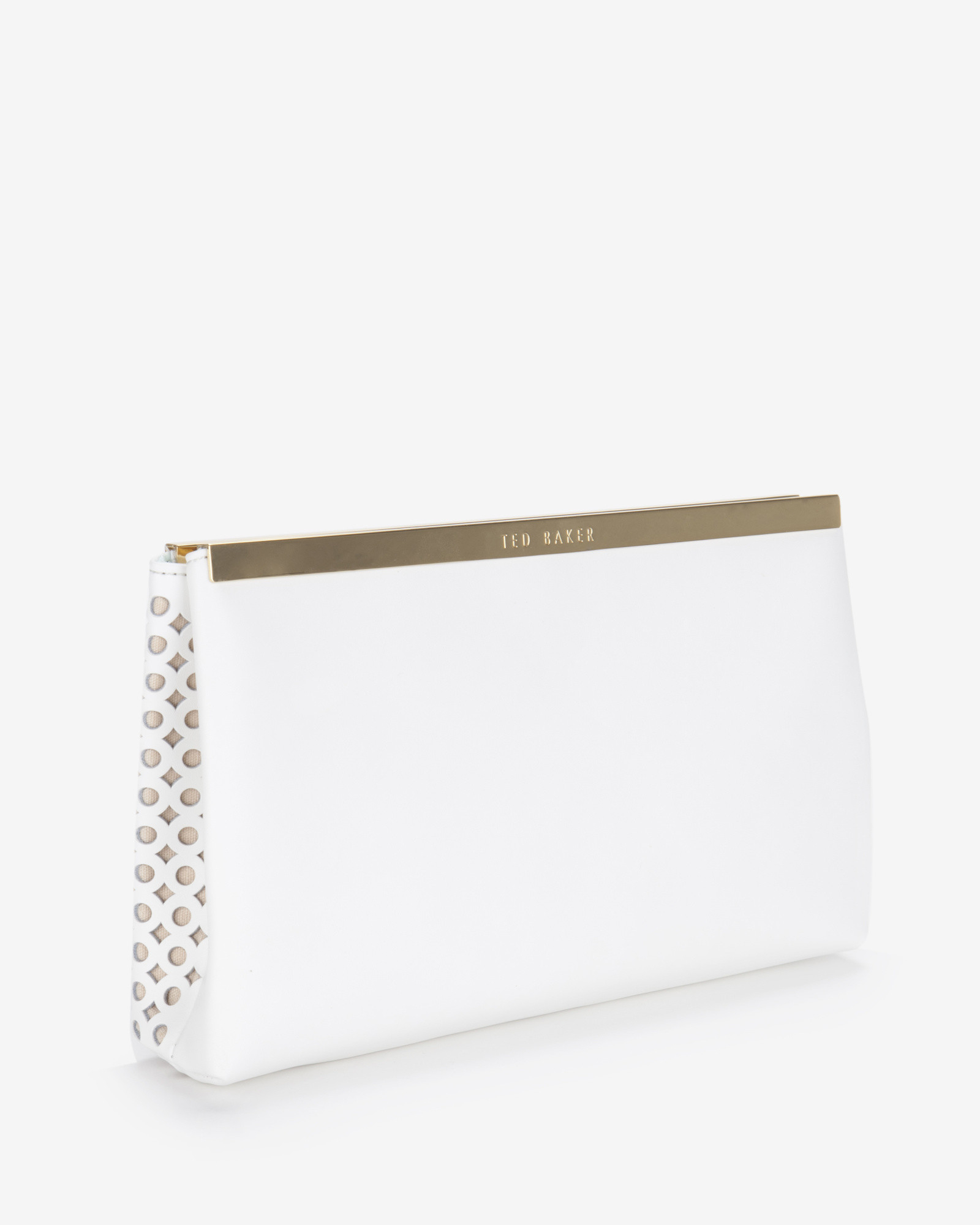 Ted Baker Kala Cut Out Leather Clutch Bag in White - Lyst