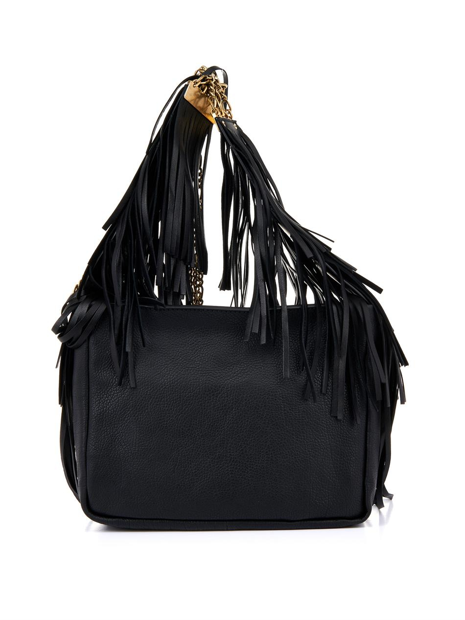 Lanvin | Black Tribale Fringed Leather Shoulder Bag | Lyst