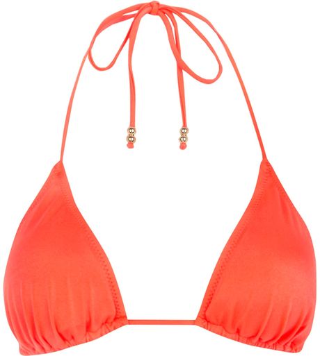 River Island Fluro Orange Triangle Bikini Top in Orange | Lyst
