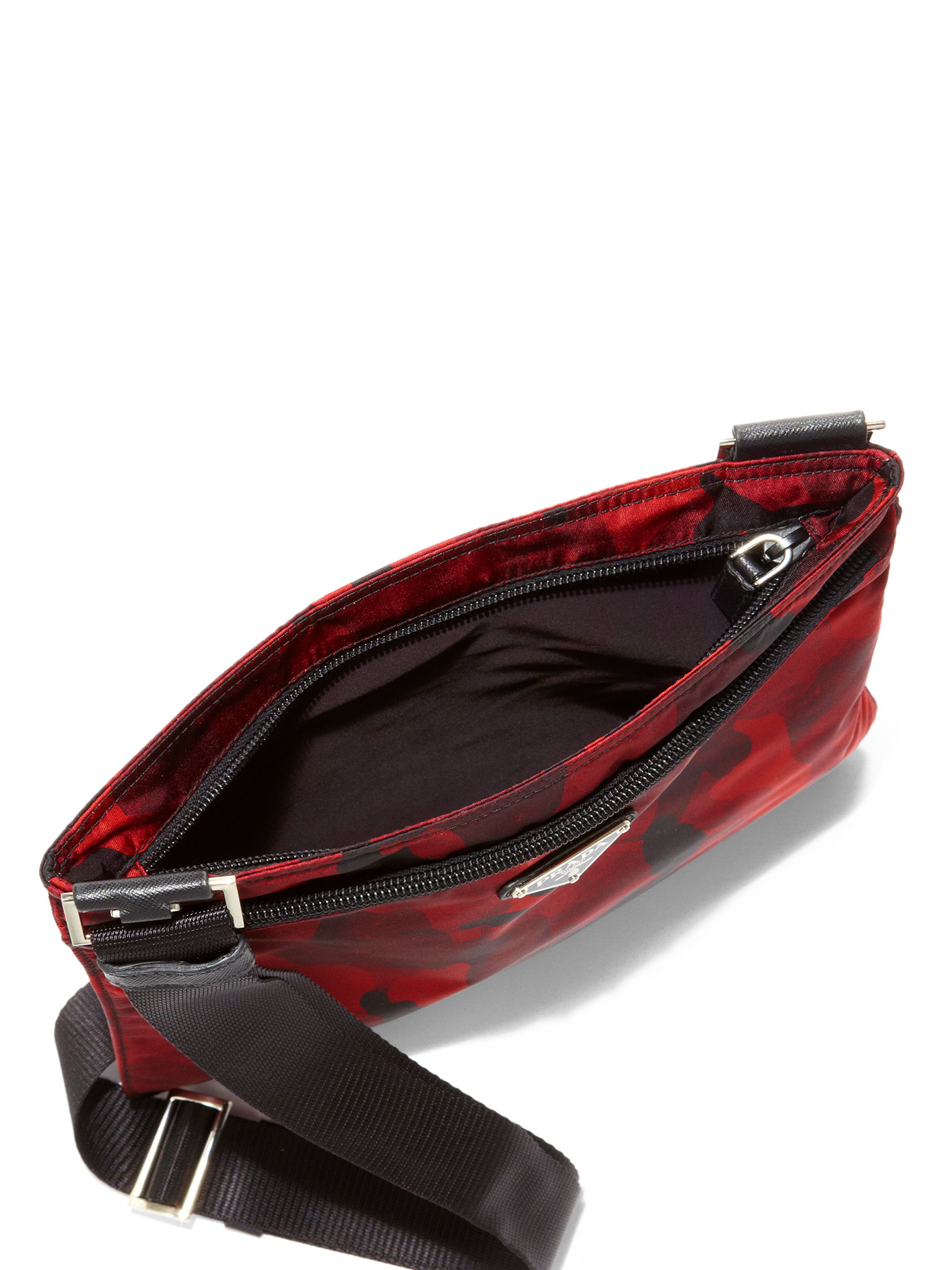 Prada Tessuto Camouflage Small Crossbody Bag in Red (BORDEAUX) | Lyst  