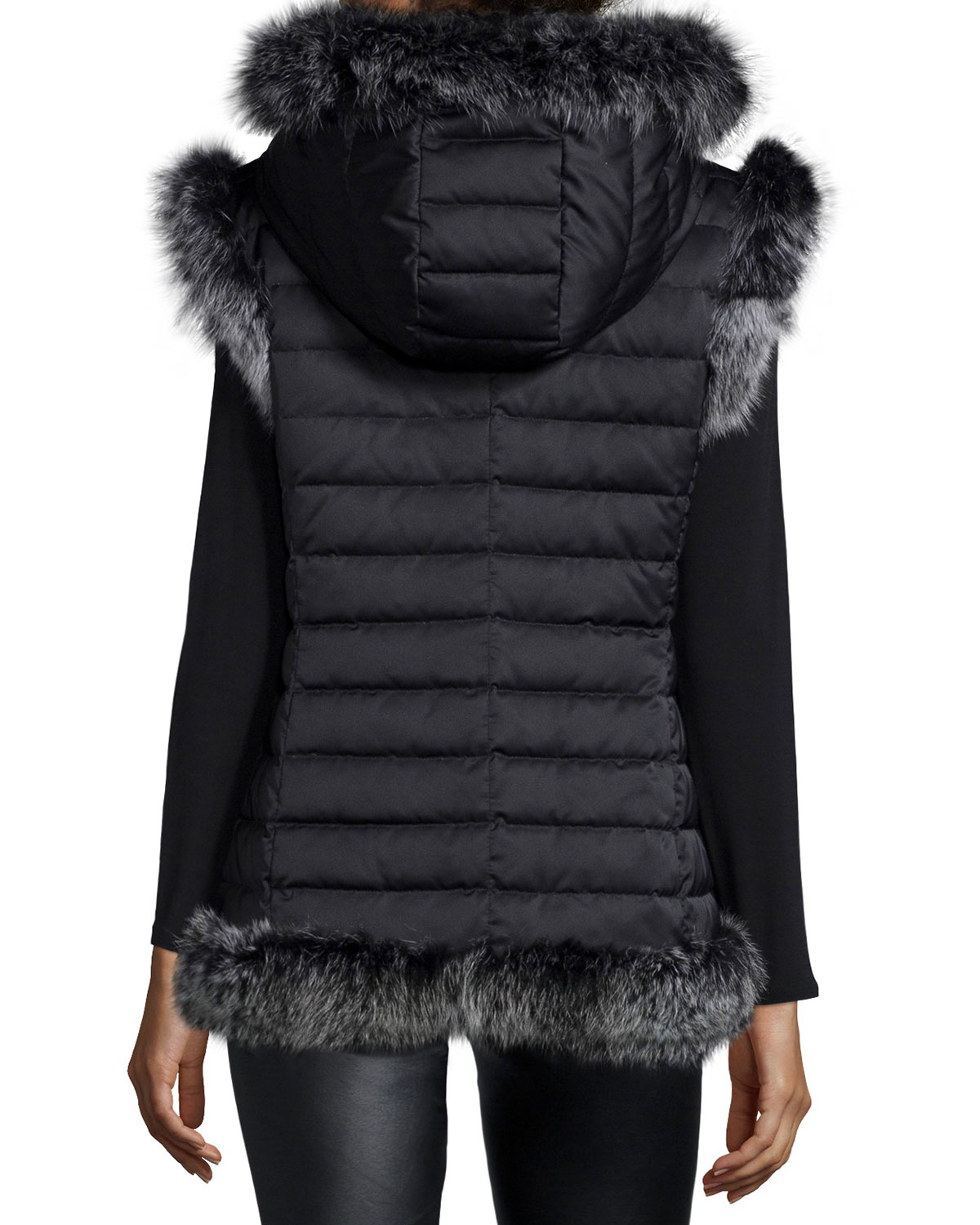 Lyst Belle fare Reversible Furtrim Vest With Hood in Black