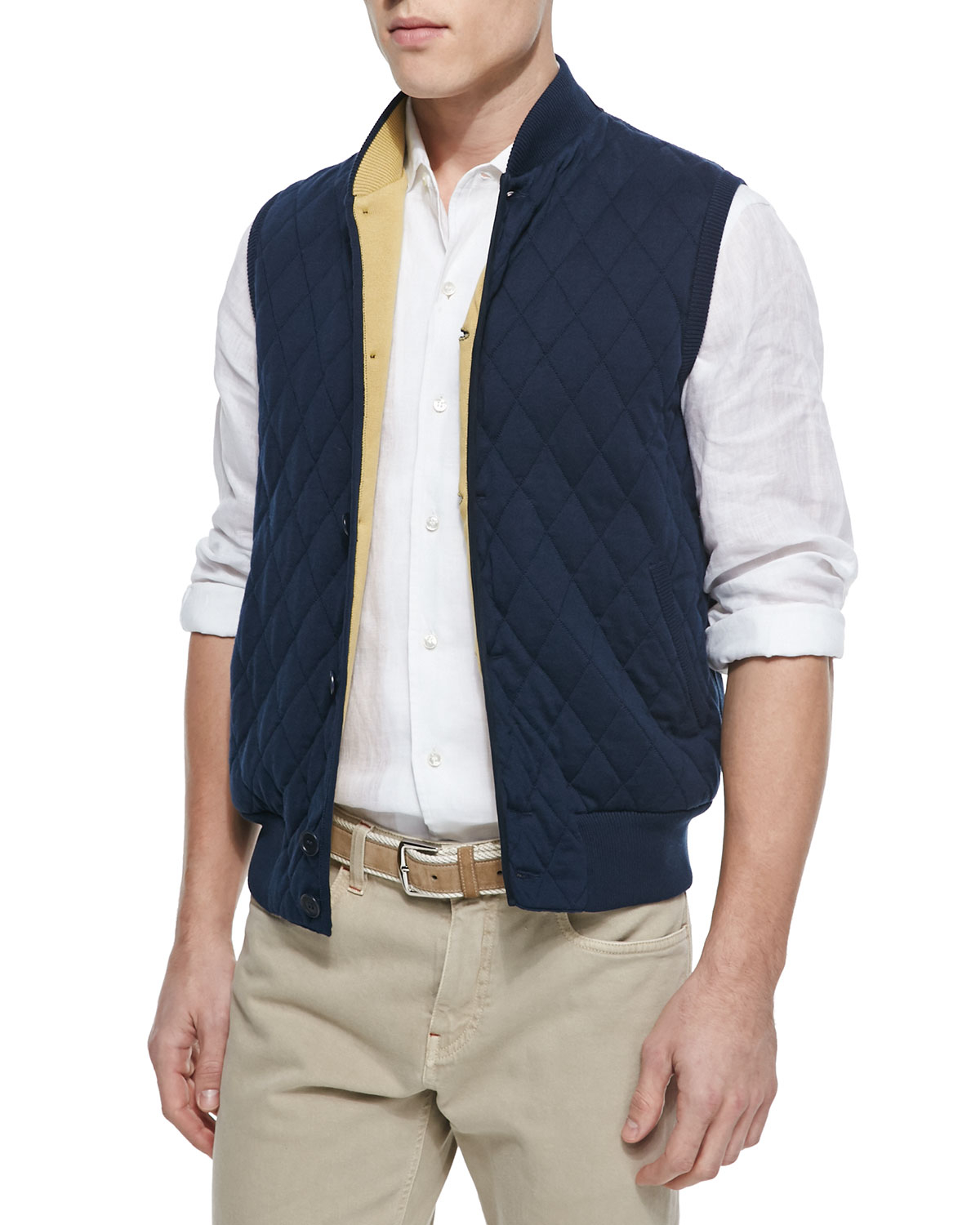 Loro piana Quilted Button-front Sweater Vest in Blue for Men | Lyst