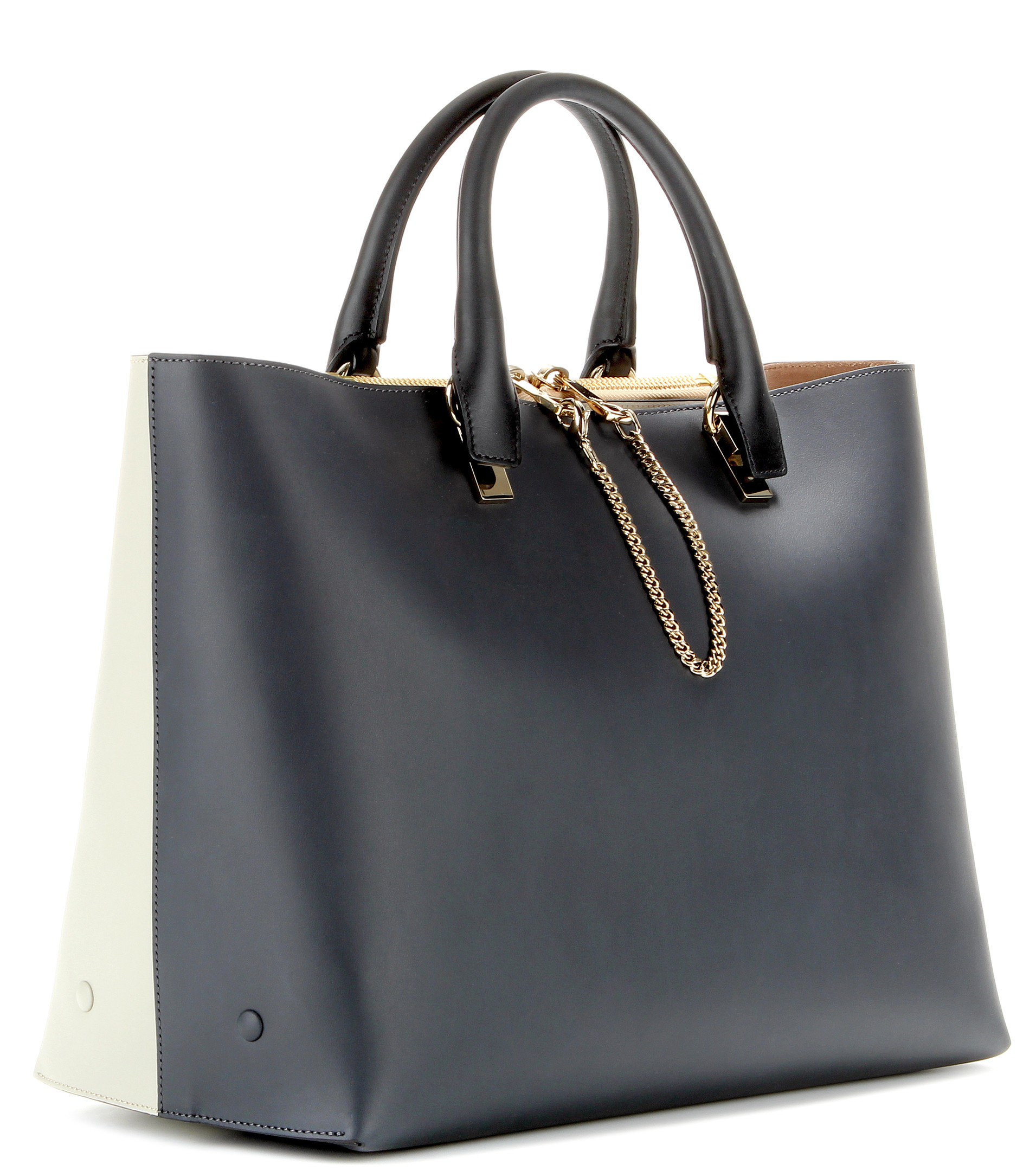 Chlo Baylee Medium Two-tone Leather Tote in Black (Marshmallow ...  