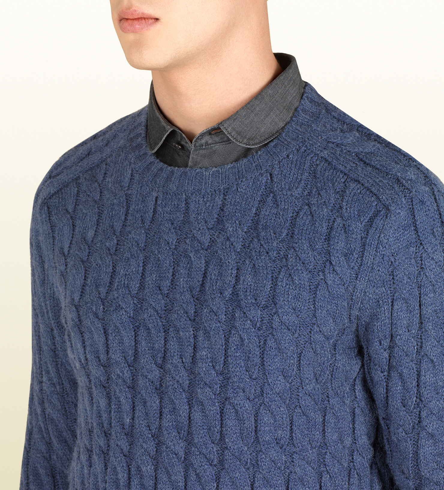 Lyst - Gucci Light Blue Cable Knit Sweater in Blue for Men